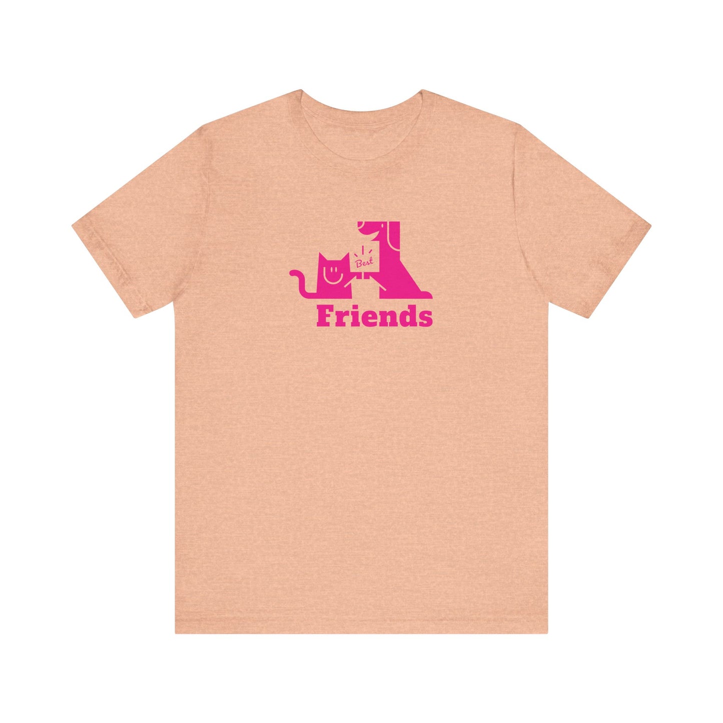 Cat & Dog Hi-5 Each Other Best Friends Pink Print Unisex Jersey Short Sleeve Tee