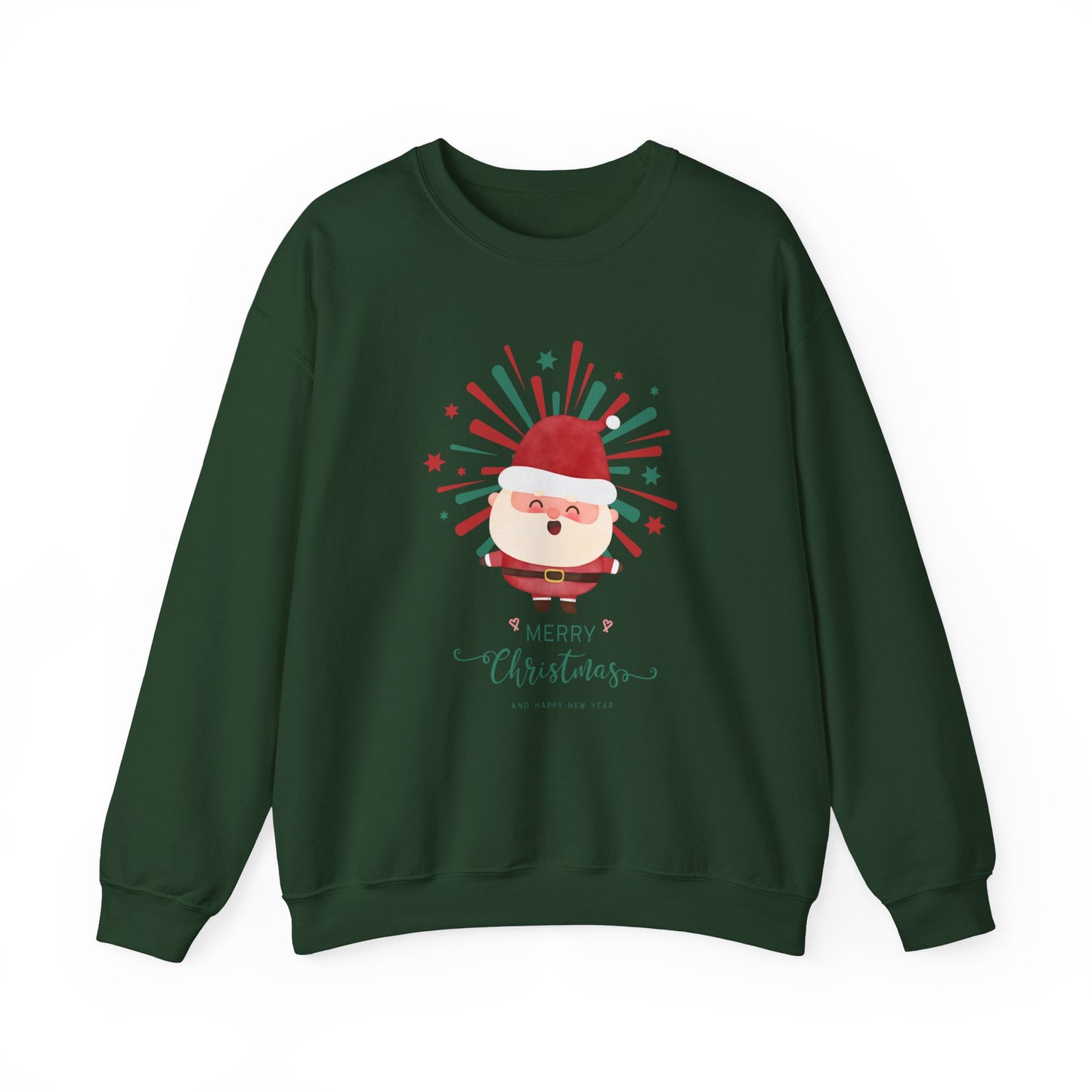 Unisex Heavy Blend Crewneck Sweatshirt Merry Christmas & Happy New Year with Santa 🎅🎉✨