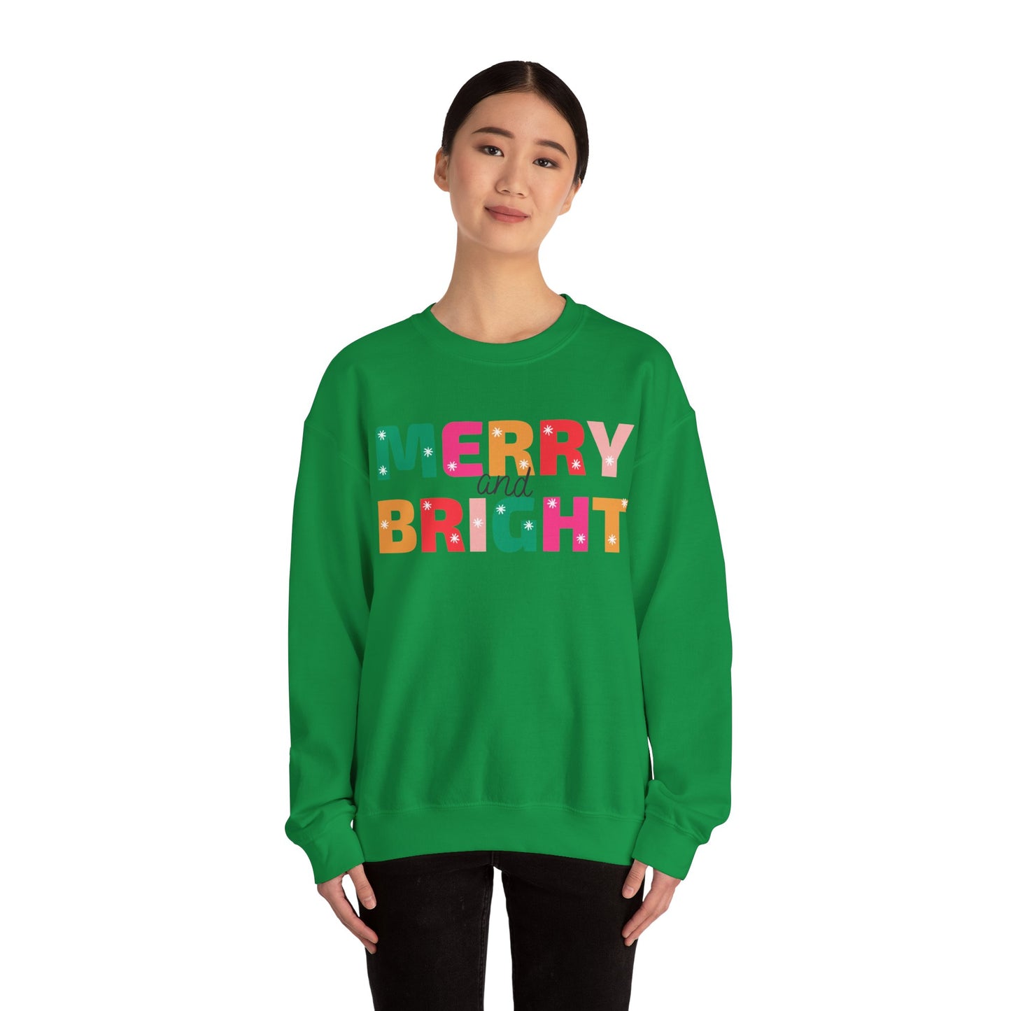 Unisex Heavy Blend Crewneck Sweatshirt Colorful Merry and Bright 🎄✨🌈