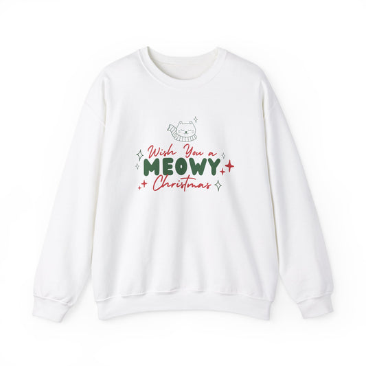 Unisex Heavy Blend Crewneck Sweatshirt Wish You a Meowy Christmas 🐾🎄✨