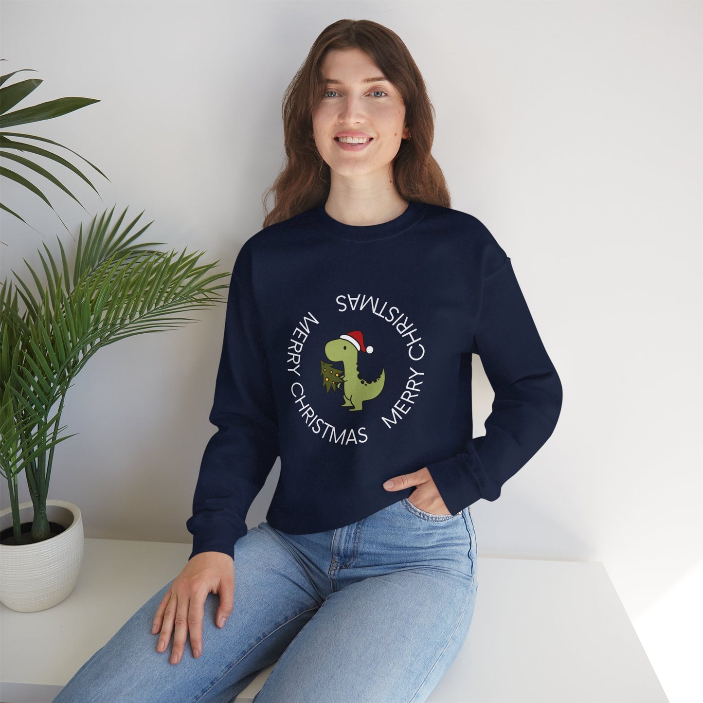 Dino-Merry Christmas 🎄🦖🎅 Unisex Heavy Blend Crewneck Sweatshirt