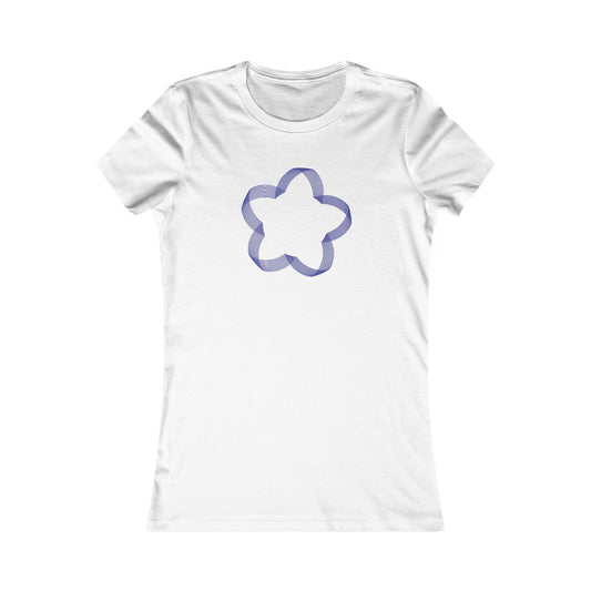Women's Favorite T-Shirt "Geometric Petal Play" Whimsical 5-Petal Flower Navy Print