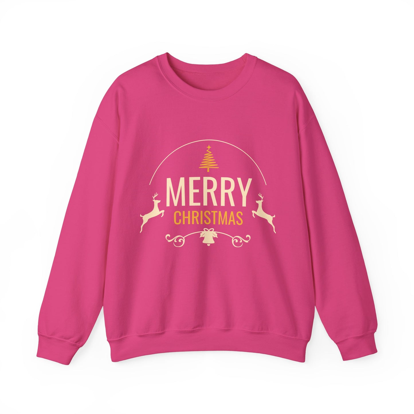 Unisex Heavy Blend Crewneck Sweatshirt Merry Christmas with Leaping Reindeer 🎄🦌