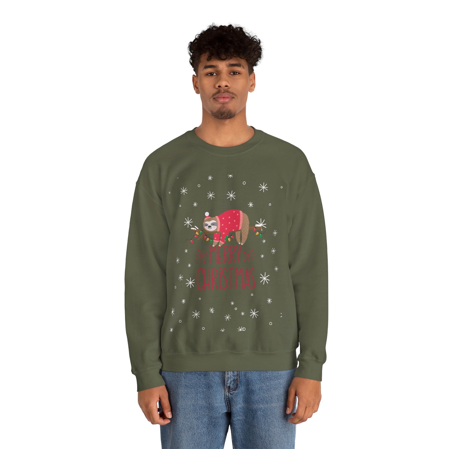 Merry Christmas Sloth 🎄🦥✨ Unisex Heavy Blend Crewneck Sweatshirt