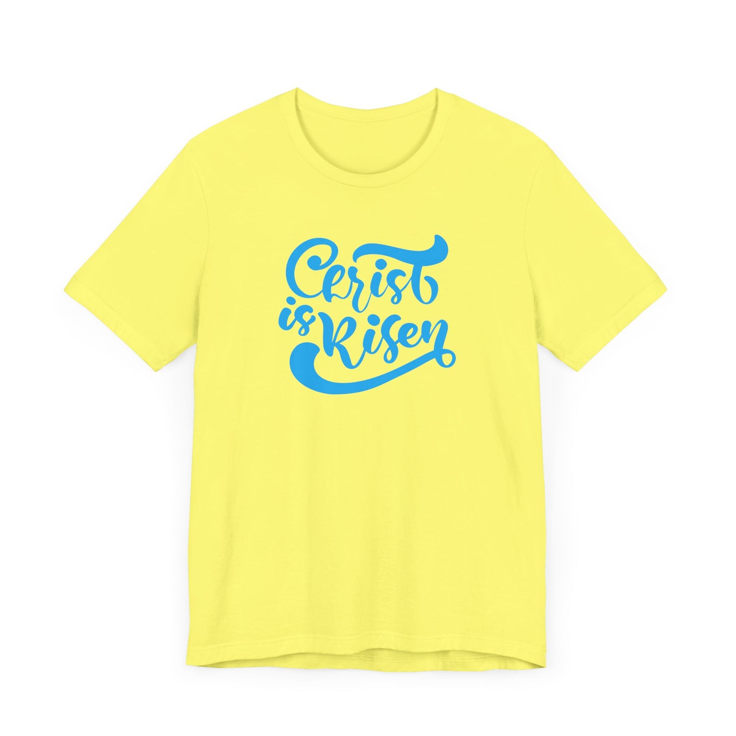 Unisex Jersey Short Sleeve Tee Easter 'Christ is Risen' Blue Print