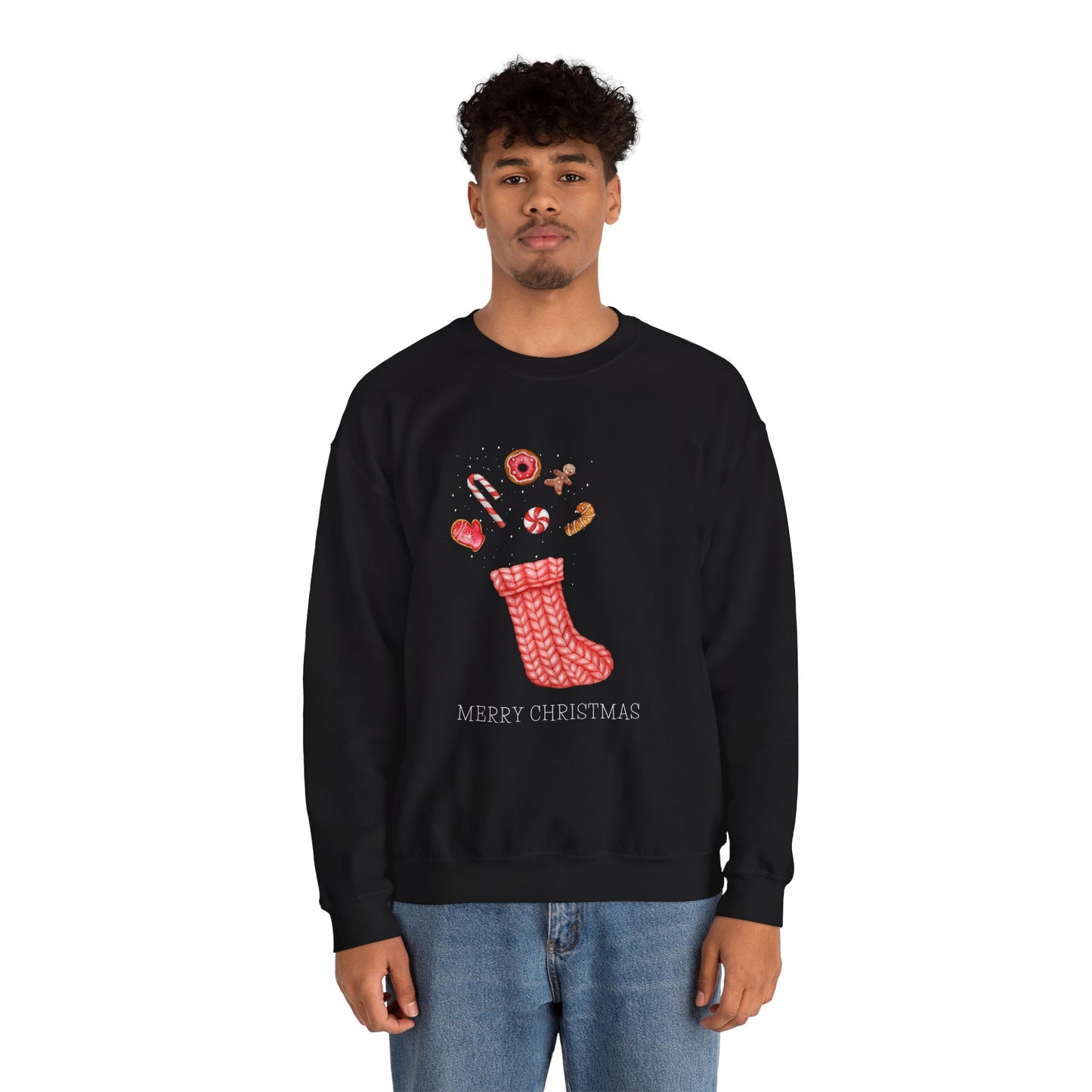 Cozy Christmas Sock 🎄🧦🍩 Unisex Heavy Blend Crewneck Sweatshirt