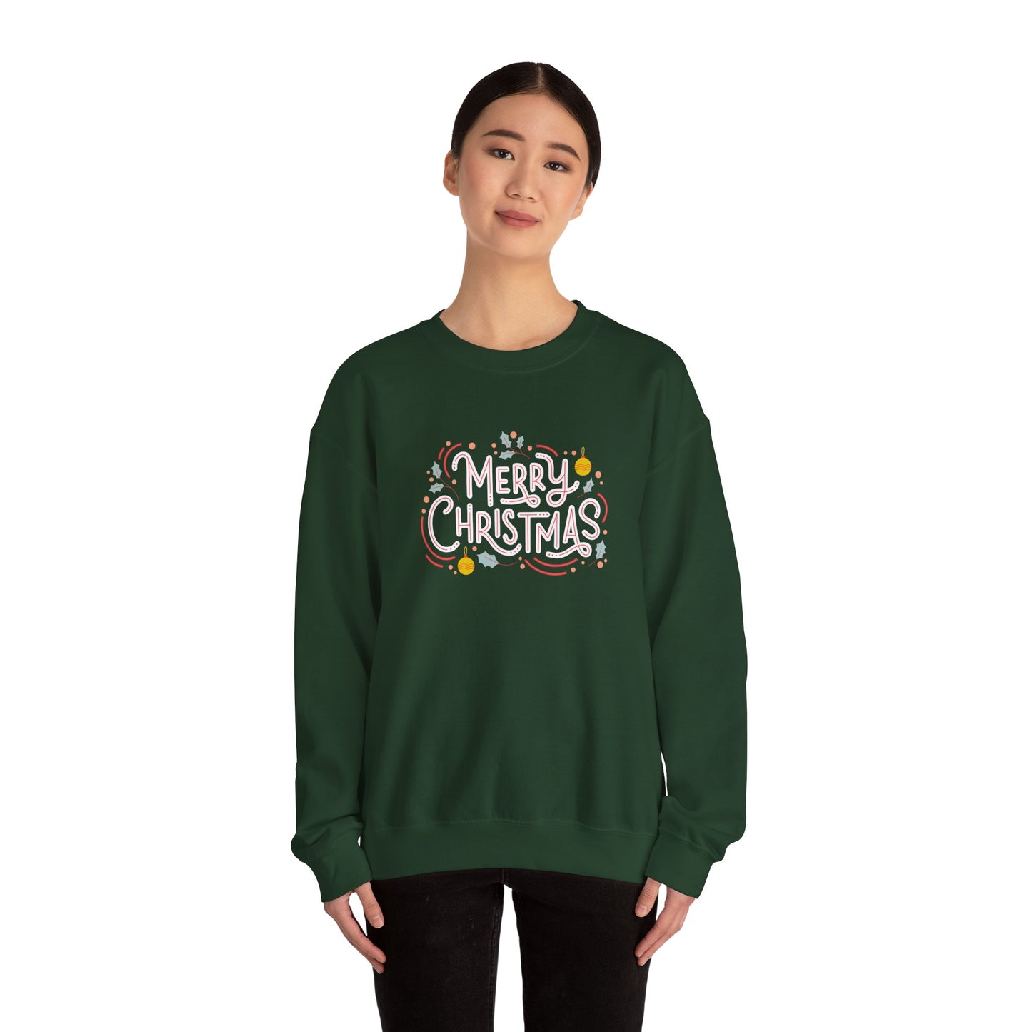 Unisex Heavy Blend Crewneck Sweatshirt Beautiful Merry Christmas Design 🎄✨