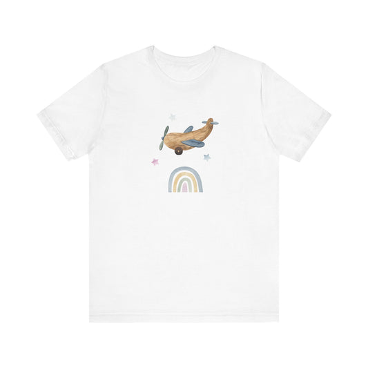 Unisex Jersey Short Sleeve Tee Fly Over Rainbows & Stars