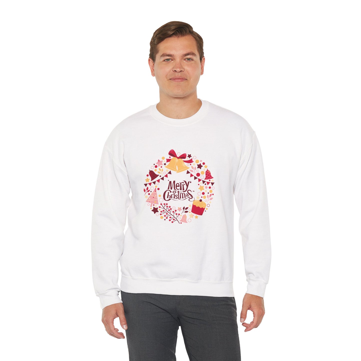 Merry Christmas Wreath 🎄✨ Unisex Heavy Blend Crewneck Sweatshirt
