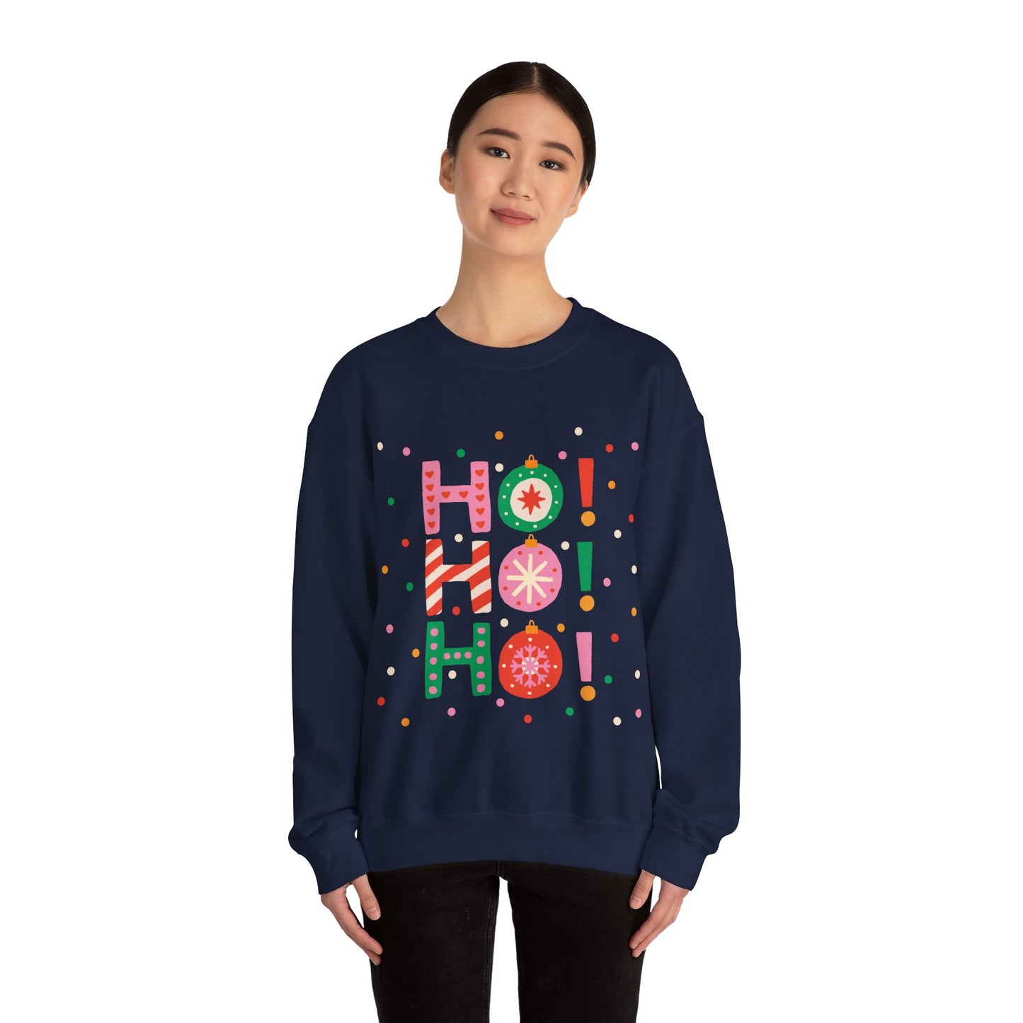 Unisex Heavy Blend Crewneck Sweatshirt Colorful Ho Ho Ho version 2 🎅✨