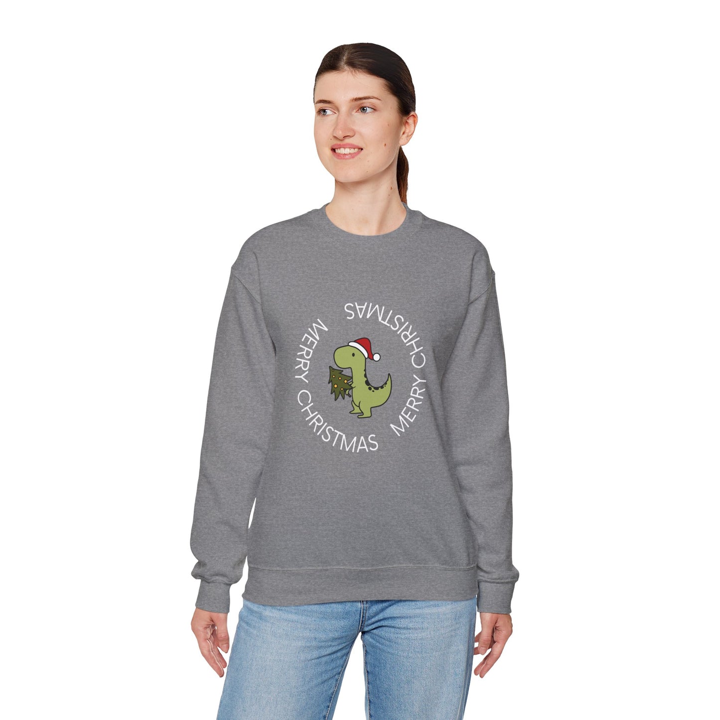 Dino-Merry Christmas 🎄🦖🎅 Unisex Heavy Blend Crewneck Sweatshirt