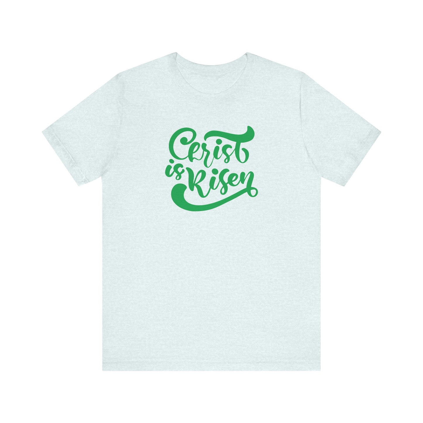 Unisex Jersey Short Sleeve Tee Easter 'Christ is Risen' Green Print