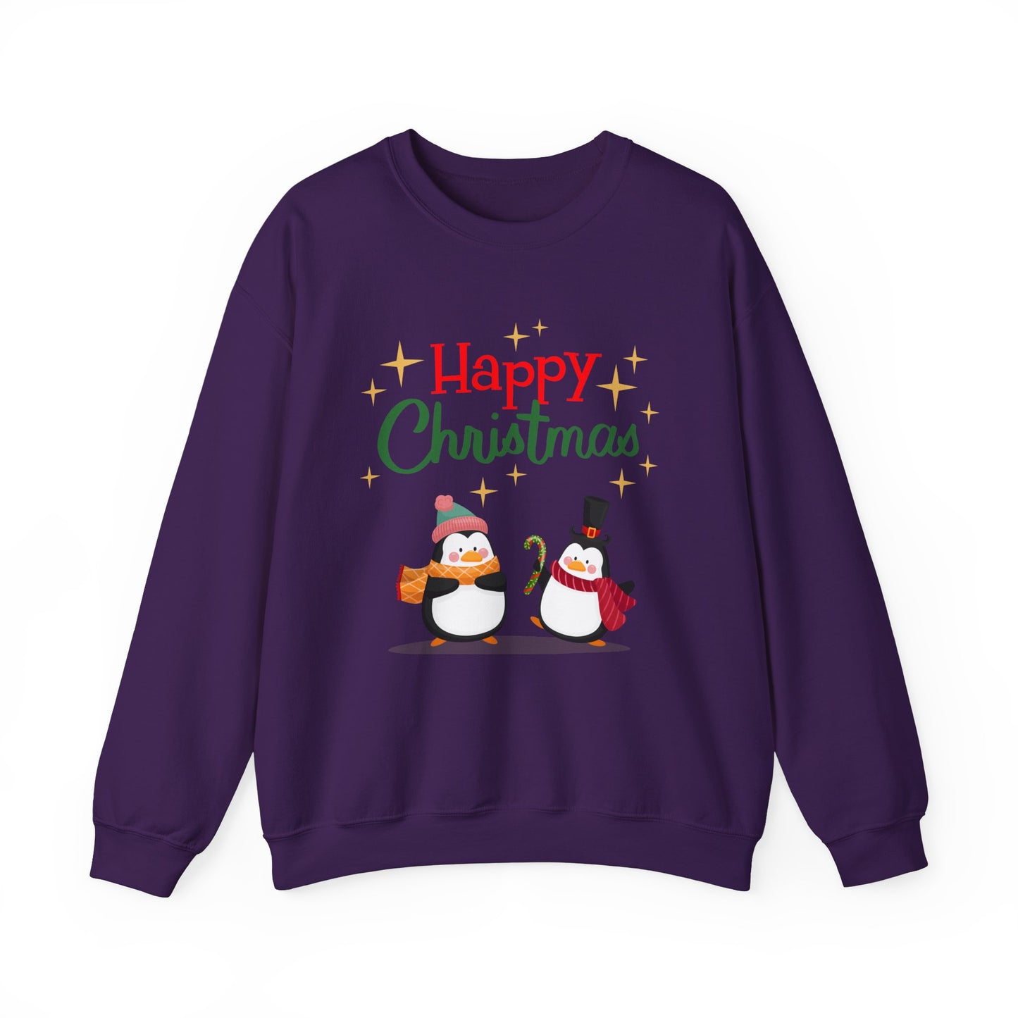 Unisex Heavy Blend Crewneck Sweatshirt Happy Christmas with Penguins 🎄🐧✨