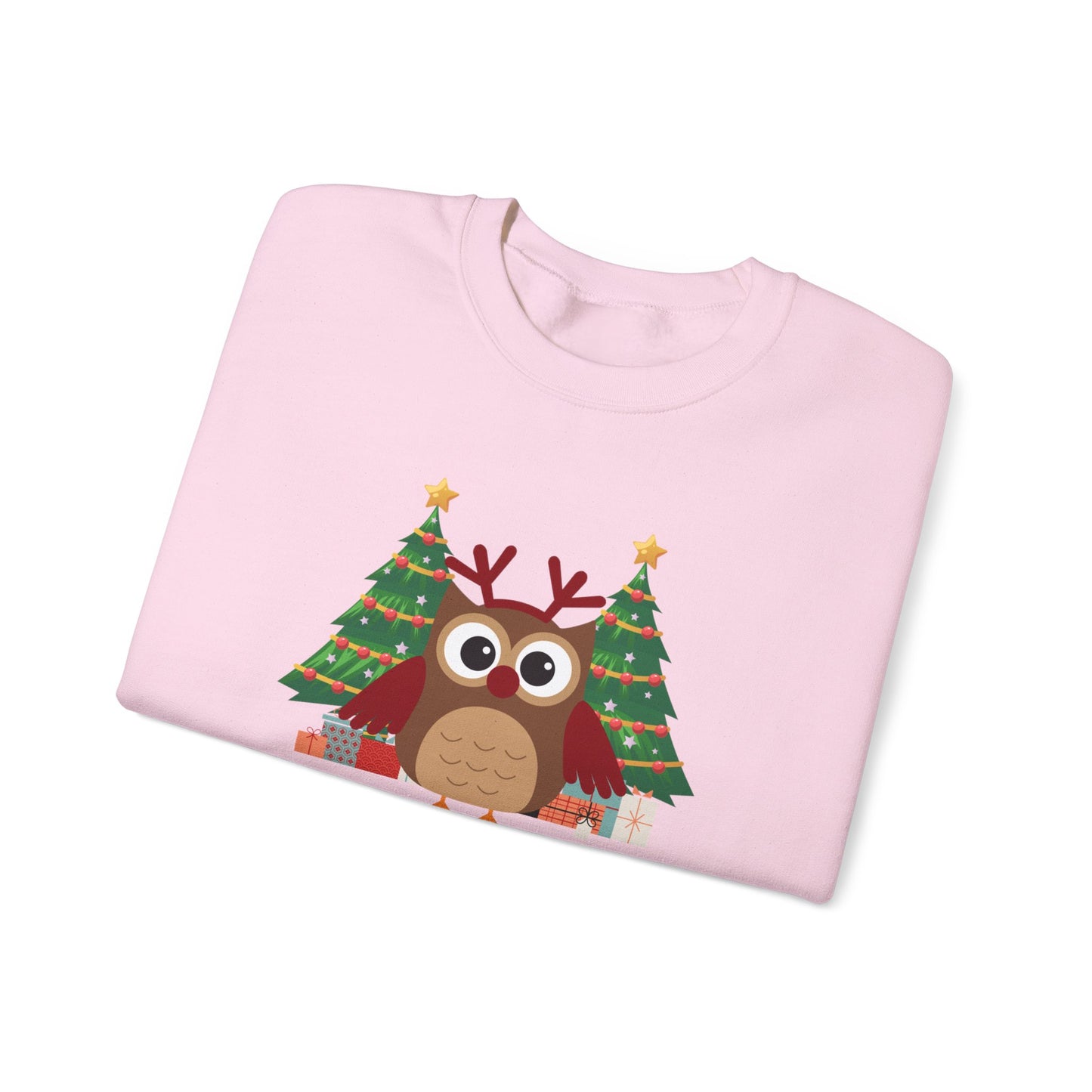 Unisex Heavy Blend Crewneck Sweatshirt Merry Christmas Owl with Antlers 🎄🦉✨