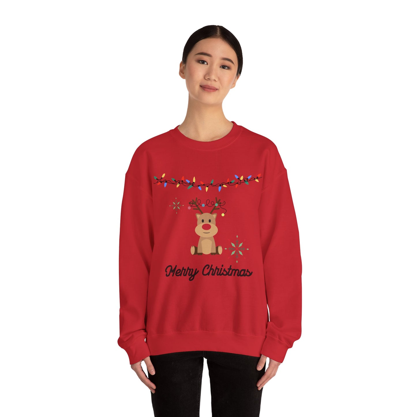 Unisex Heavy Blend Crewneck Sweatshirt Merry Christmas Reindeer 🎄🦌✨