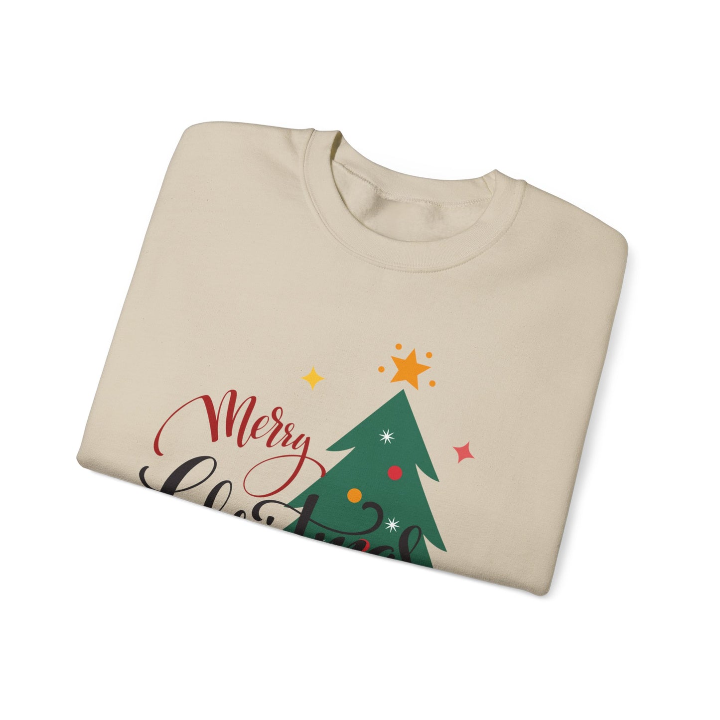 Unisex Heavy Blend Crewneck Sweatshirt Merry Christmas Tree Design 🎄✨