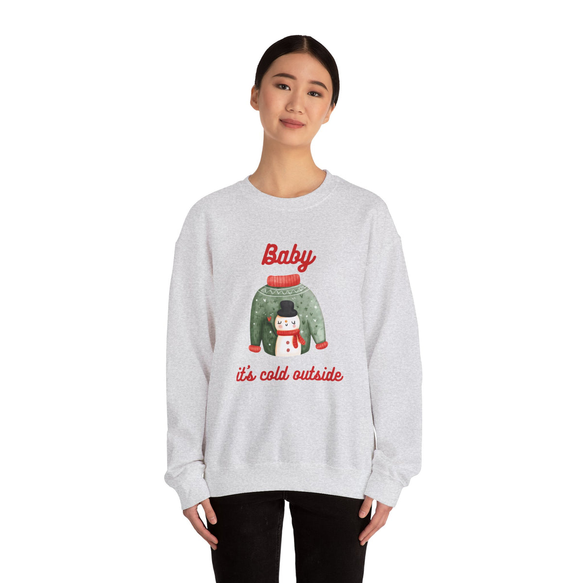 Unisex Heavy Blend Crewneck Sweatshirt Baby It's Cold Outside Snowman 🎄❄️❤️