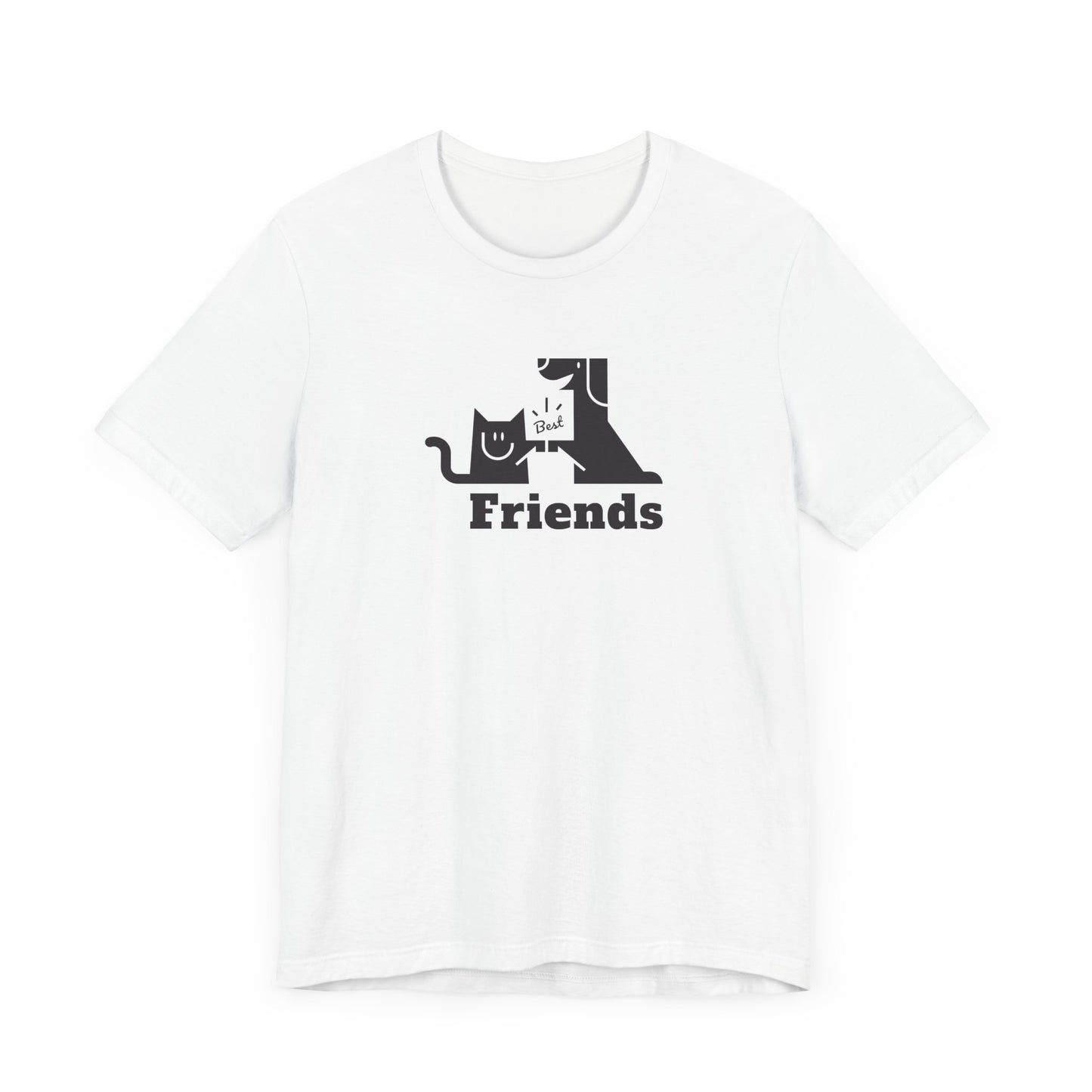 Cat & Dog Hi-5 Each Other Best Friends Black Print Unisex Jersey Short Sleeve Tee