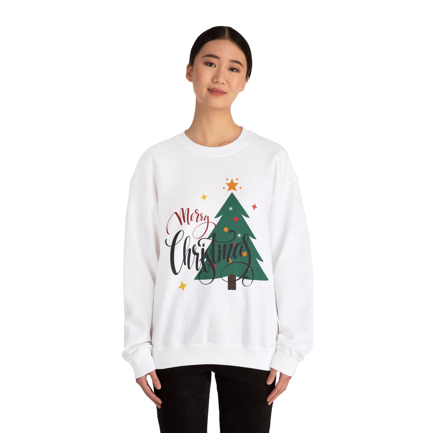 Unisex Heavy Blend Crewneck Sweatshirt Merry Christmas Tree Design 🎄✨