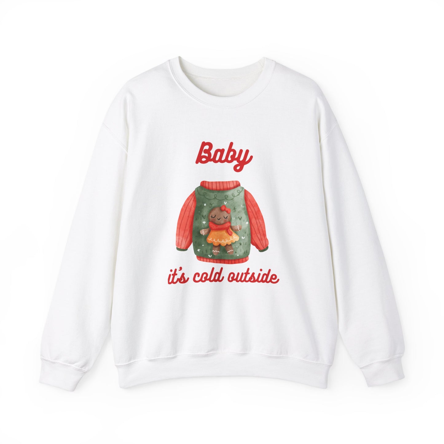 Unisex Heavy Blend Crewneck Sweatshirt Baby It's Cold Outside Gingerbread 🎄❄️❤️