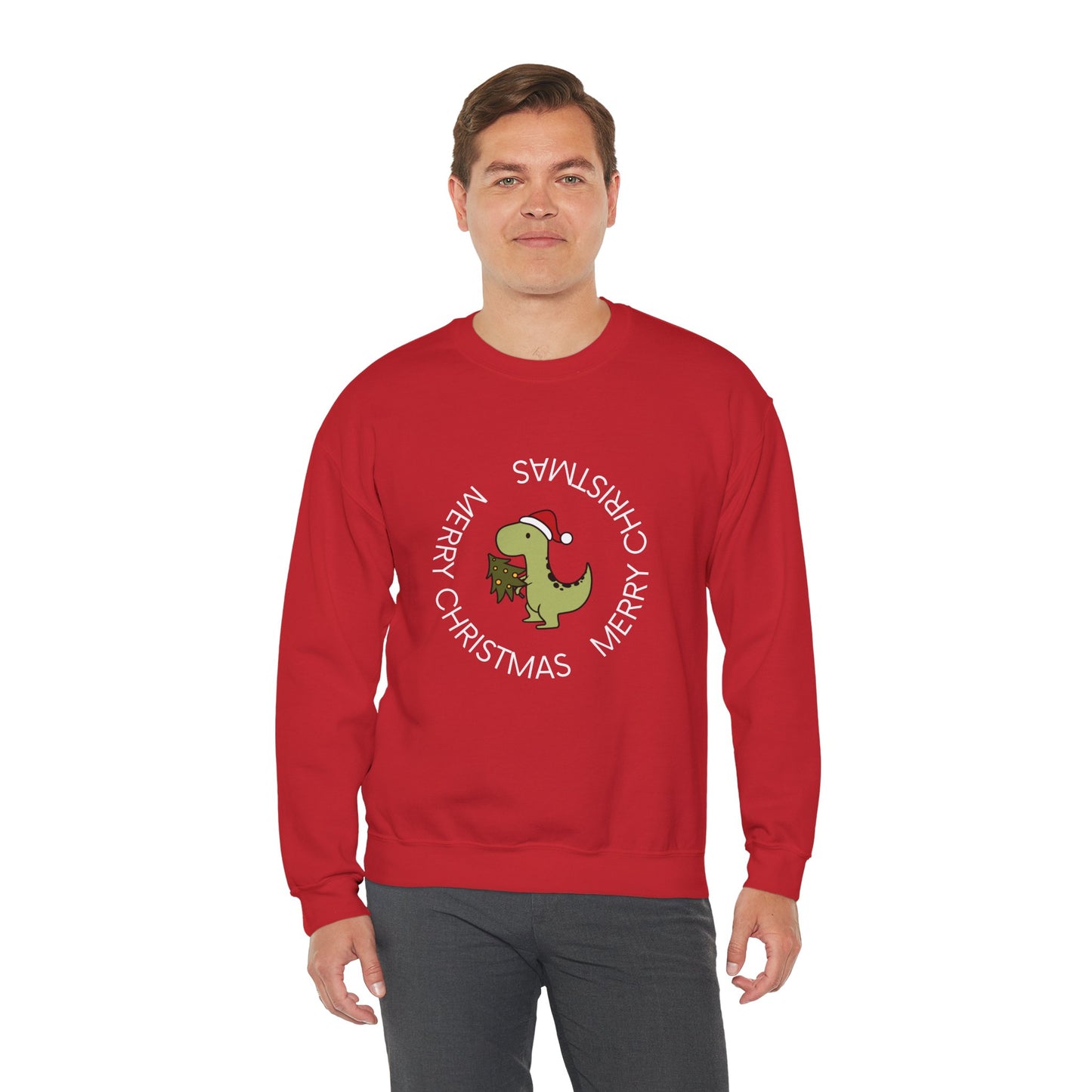 Dino-Merry Christmas 🎄🦖🎅 Unisex Heavy Blend Crewneck Sweatshirt