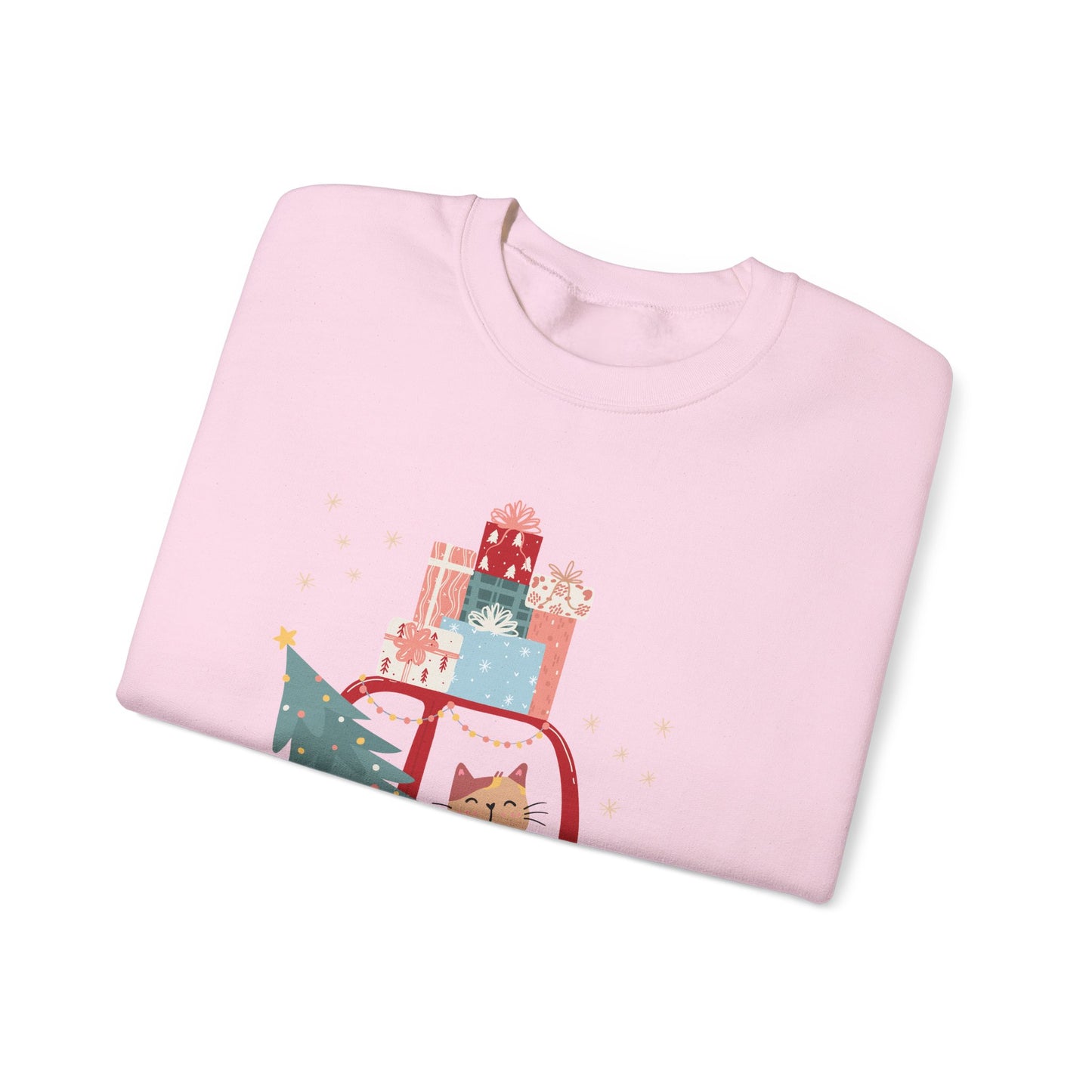 Unisex Heavy Blend Crewneck Sweatshirt Santa's Little Helper Cat Driving 🎄🚗🐱