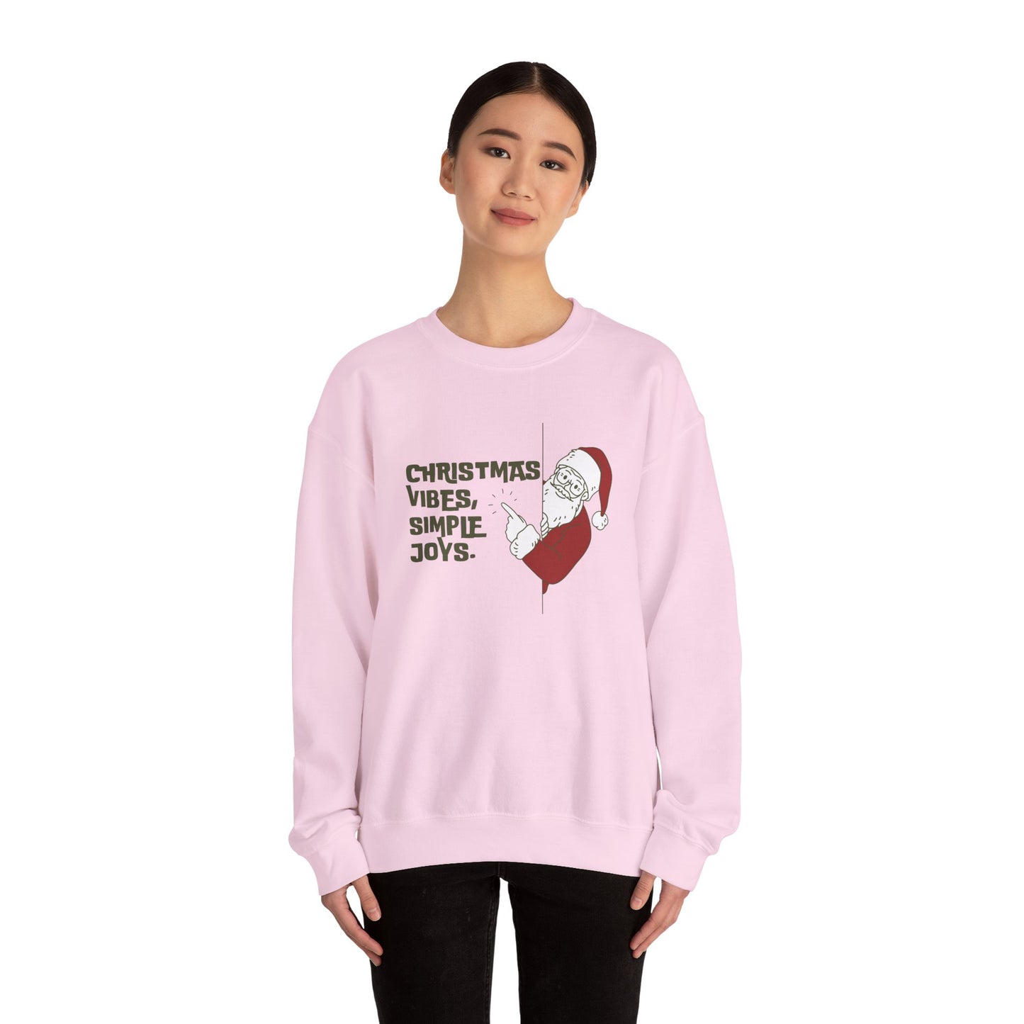 Unisex Heavy Blend Crewneck Sweatshirt Christmas Vibes Simple Joys with Santa 🎅✨