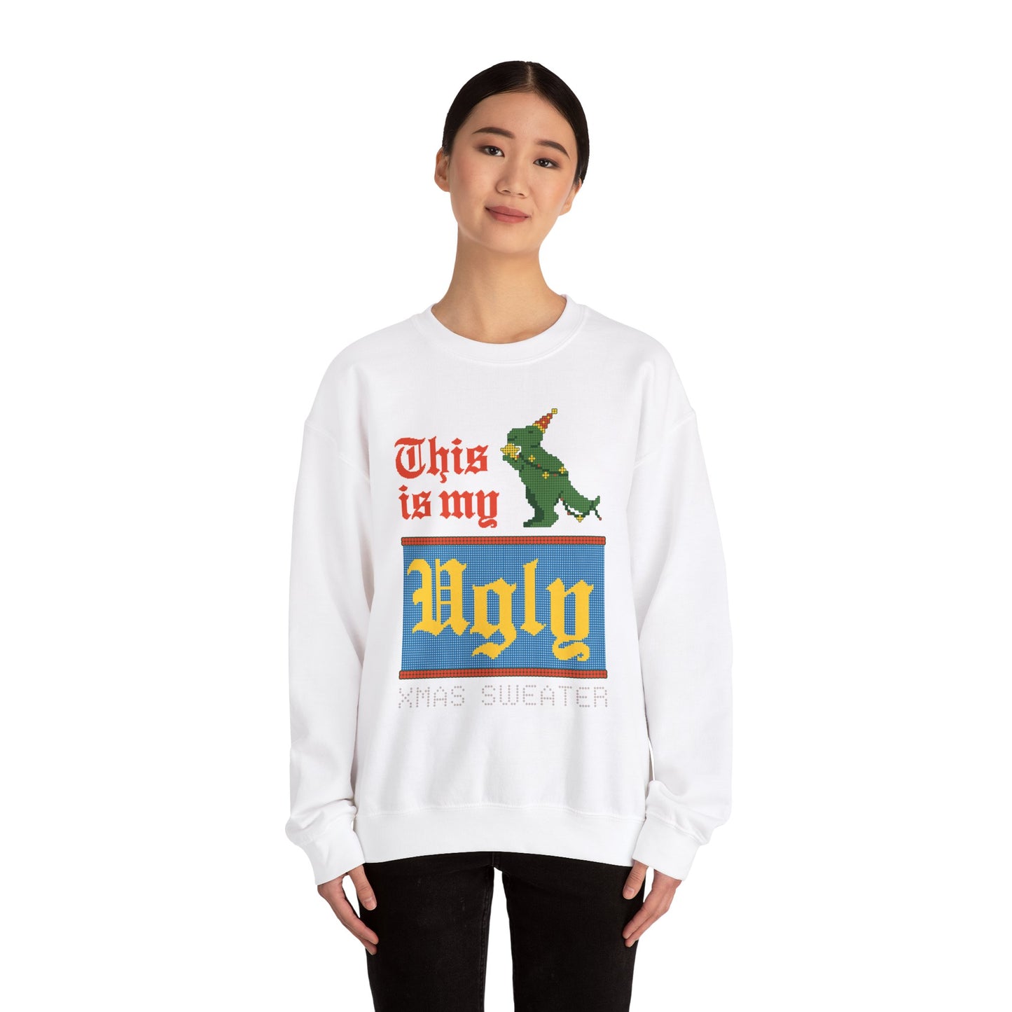 Unisex Heavy Blend Crewneck Sweatshirt This Is My Ugly Xmas Sweater 🦖🎅✨