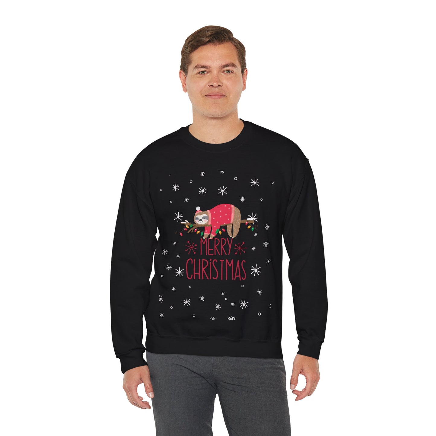 Merry Christmas Sloth 🎄🦥✨ Unisex Heavy Blend Crewneck Sweatshirt