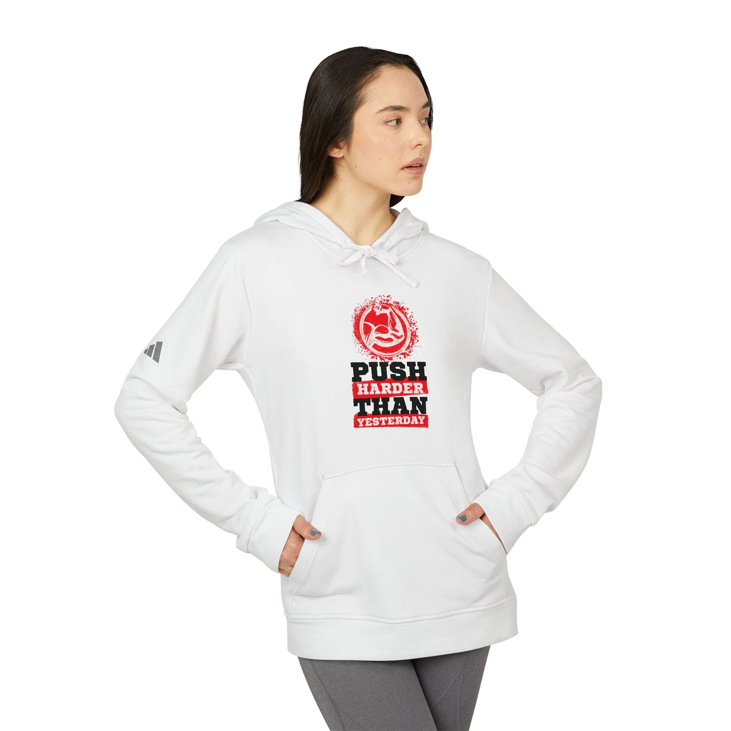 Push Harder Than Yesterday Adidas Unisex Cozy Fleece Hoodie