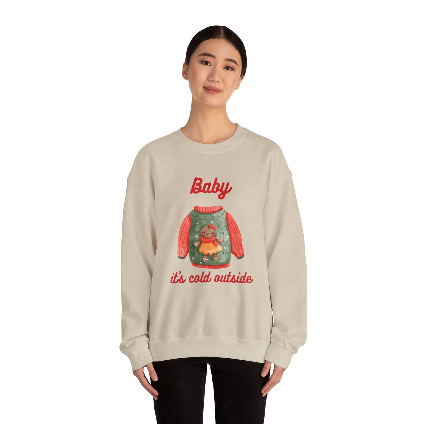 Unisex Heavy Blend Crewneck Sweatshirt Baby It's Cold Outside Gingerbread 🎄❄️❤️