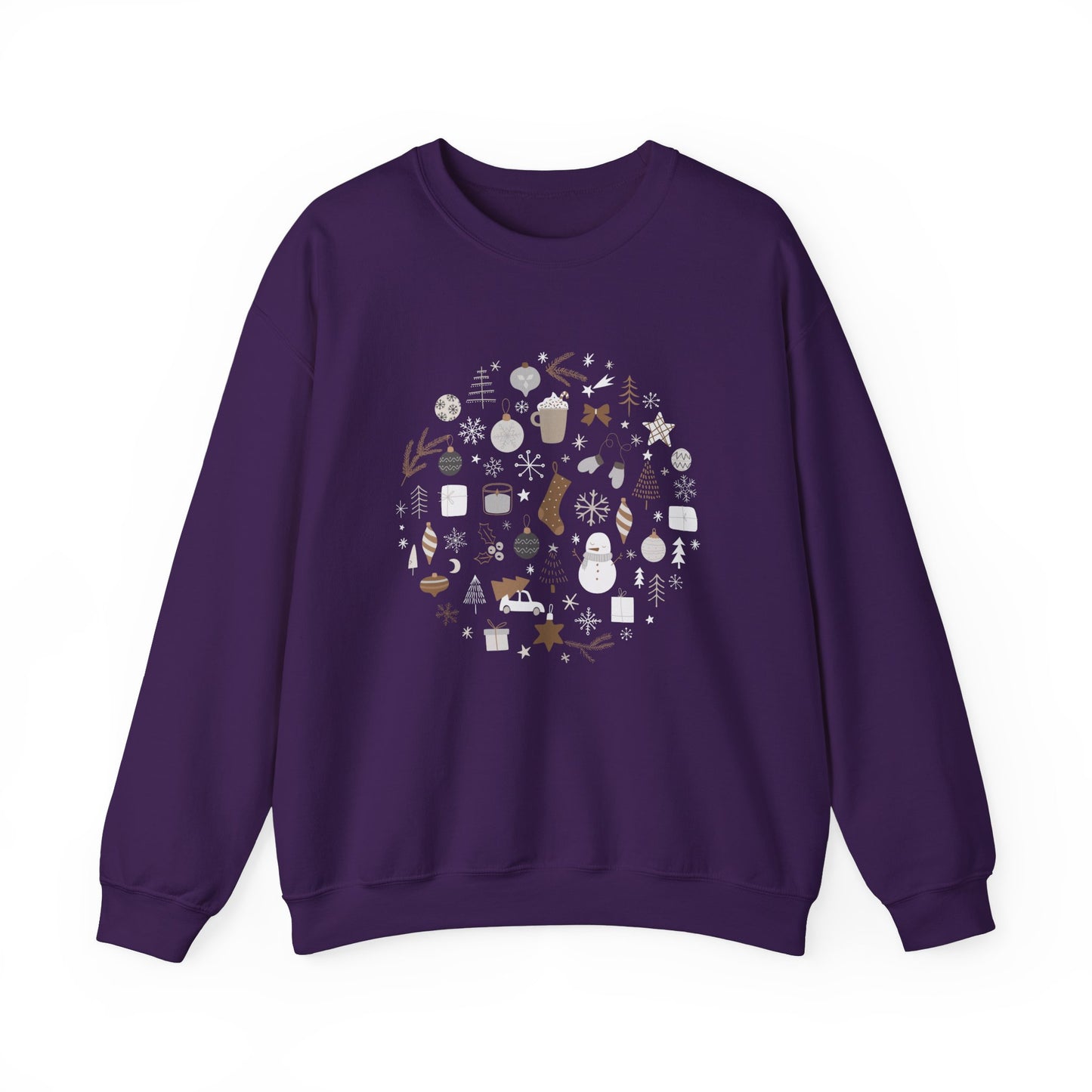 Unisex Heavy Blend Crewneck Sweatshirt Festive Holiday Round Collage 🎄☃️❄️