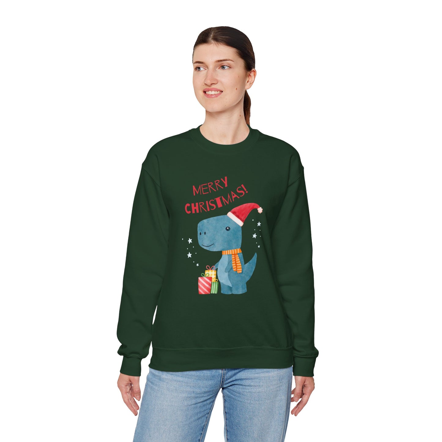 Merry Christmas Dino 🎄🦖🎁 Unisex Heavy Blend Crewneck Sweatshirt