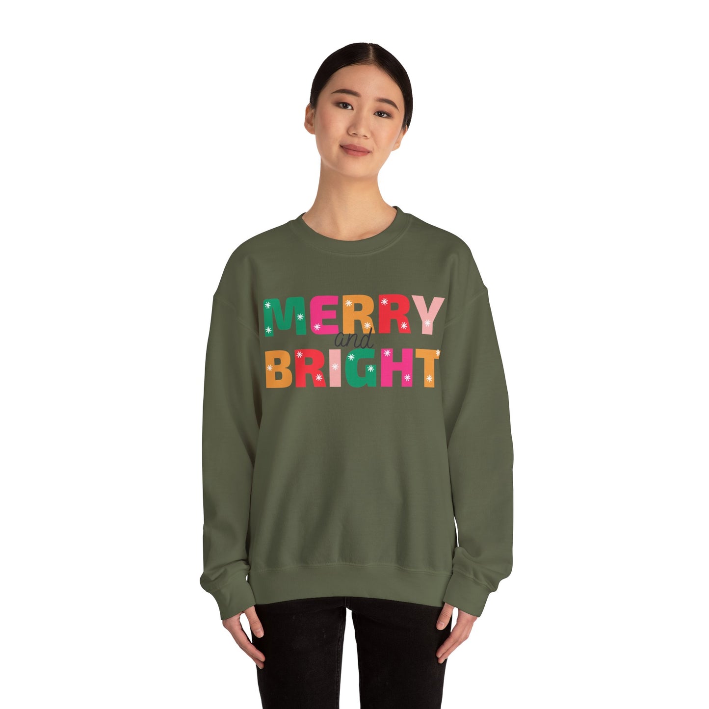 Unisex Heavy Blend Crewneck Sweatshirt Colorful Merry and Bright 🎄✨🌈