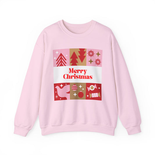 Unisex Heavy Blend Crewneck Sweatshirt Pink Christmas Montage 🎄💖✨