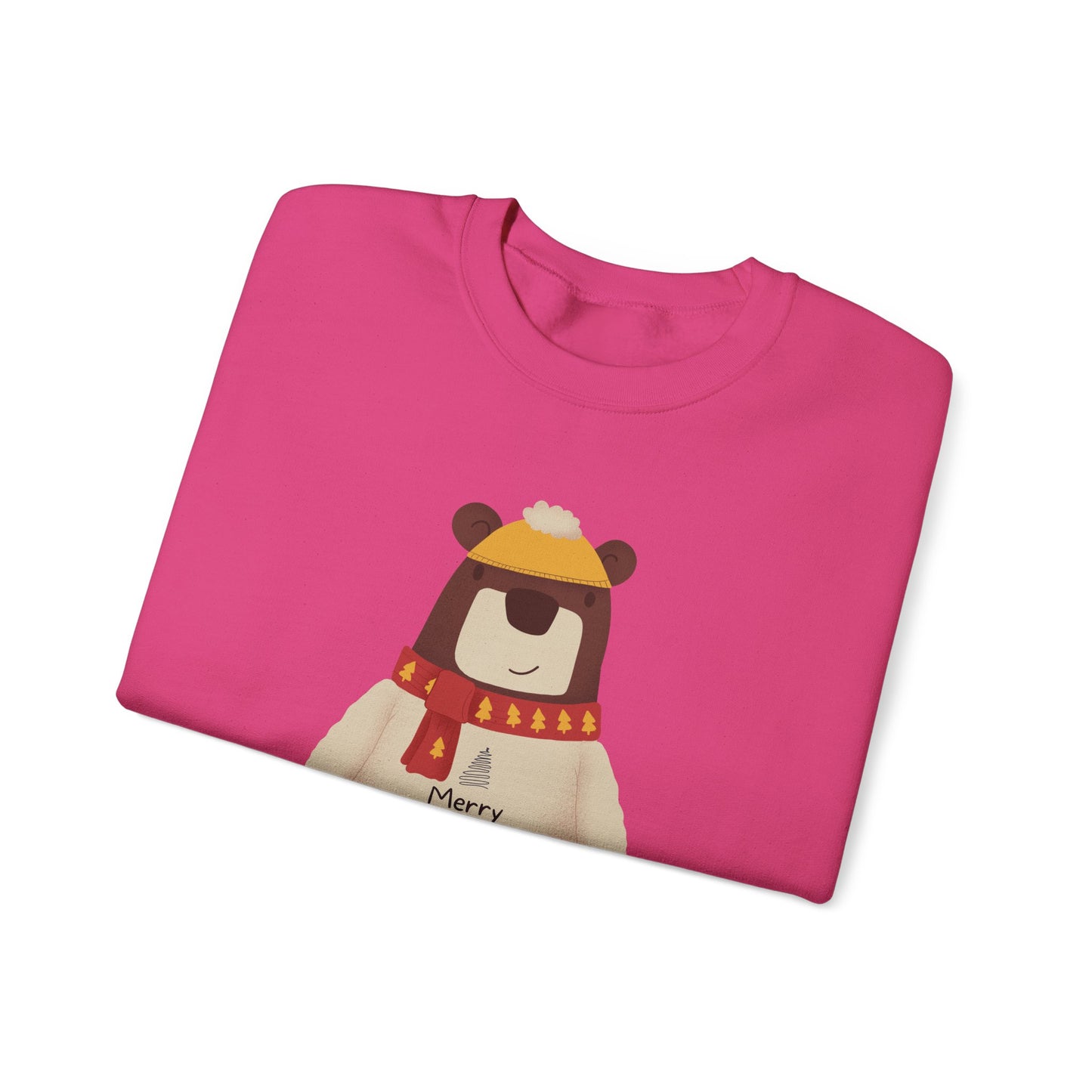 Unisex Heavy Blend Crewneck Sweatshirt Festive Bear in Sweater & Scarf 🎄🐻❤️