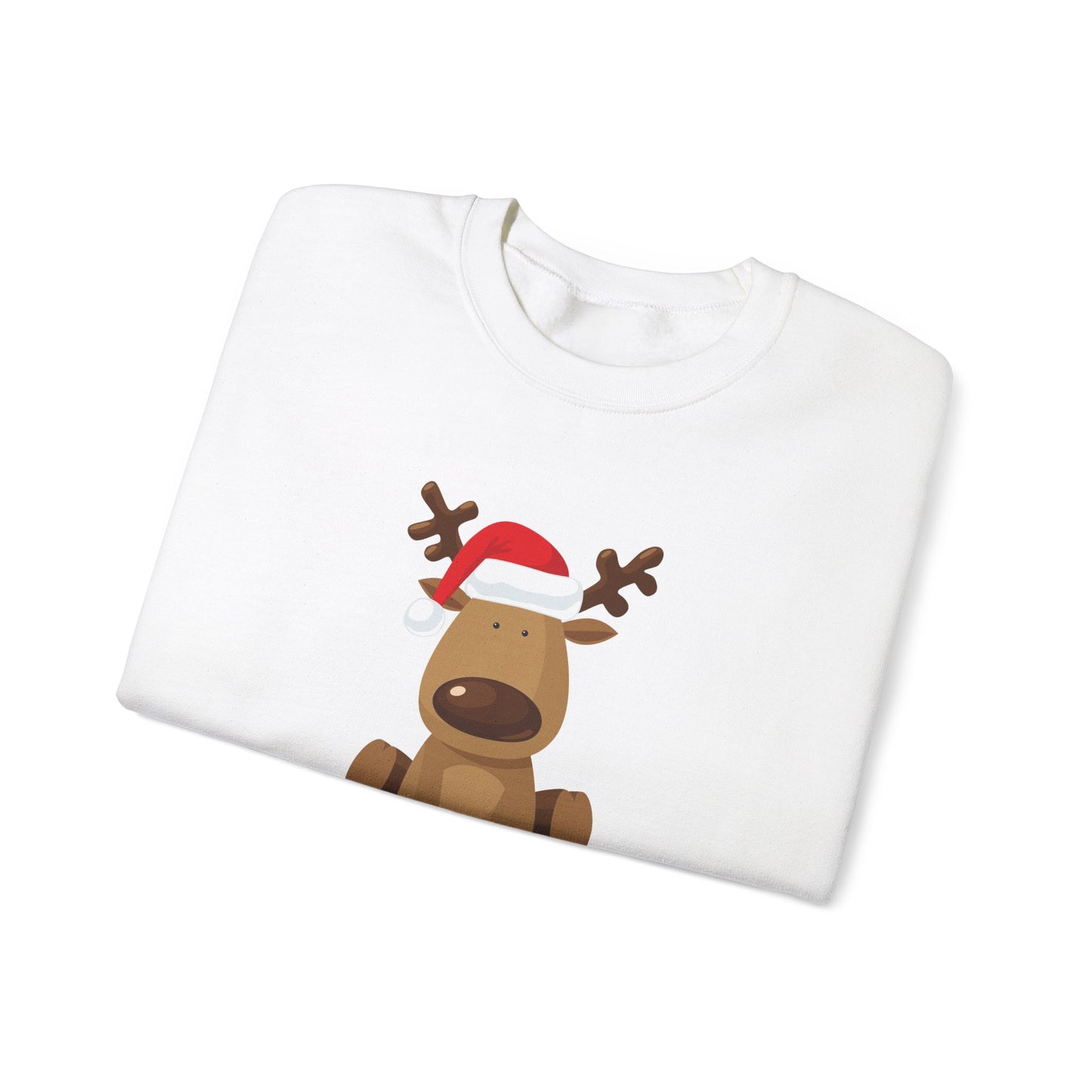 Unisex Heavy Blend Crewneck Sweatshirt Merry Christmas with Adorable Reindeer 🎅🦌✨