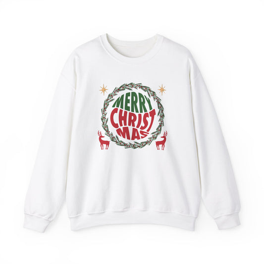 Unisex Heavy Blend Crewneck Sweatshirt Merry Christmas Wreath Design 🎄✨