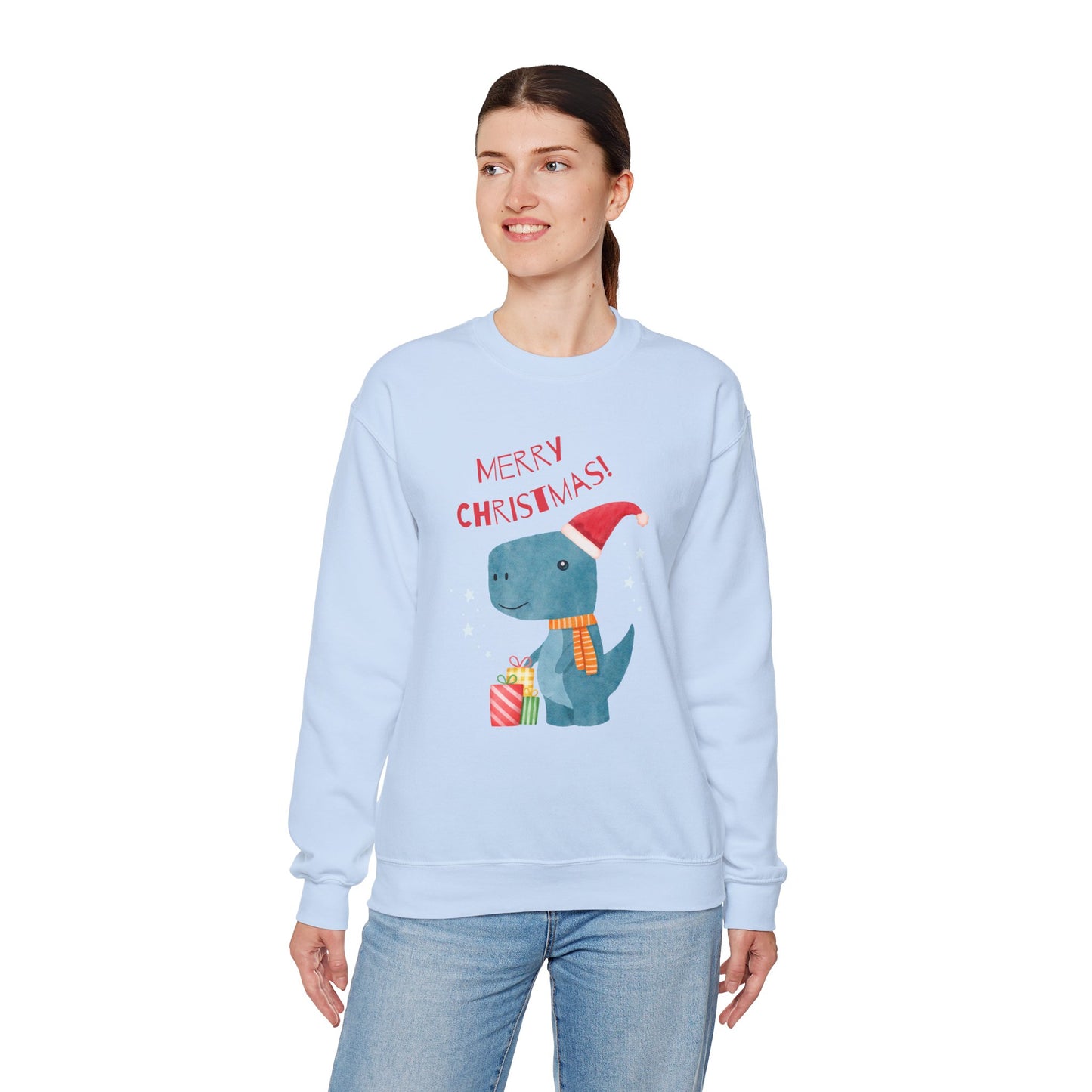 Merry Christmas Dino 🎄🦖🎁 Unisex Heavy Blend Crewneck Sweatshirt