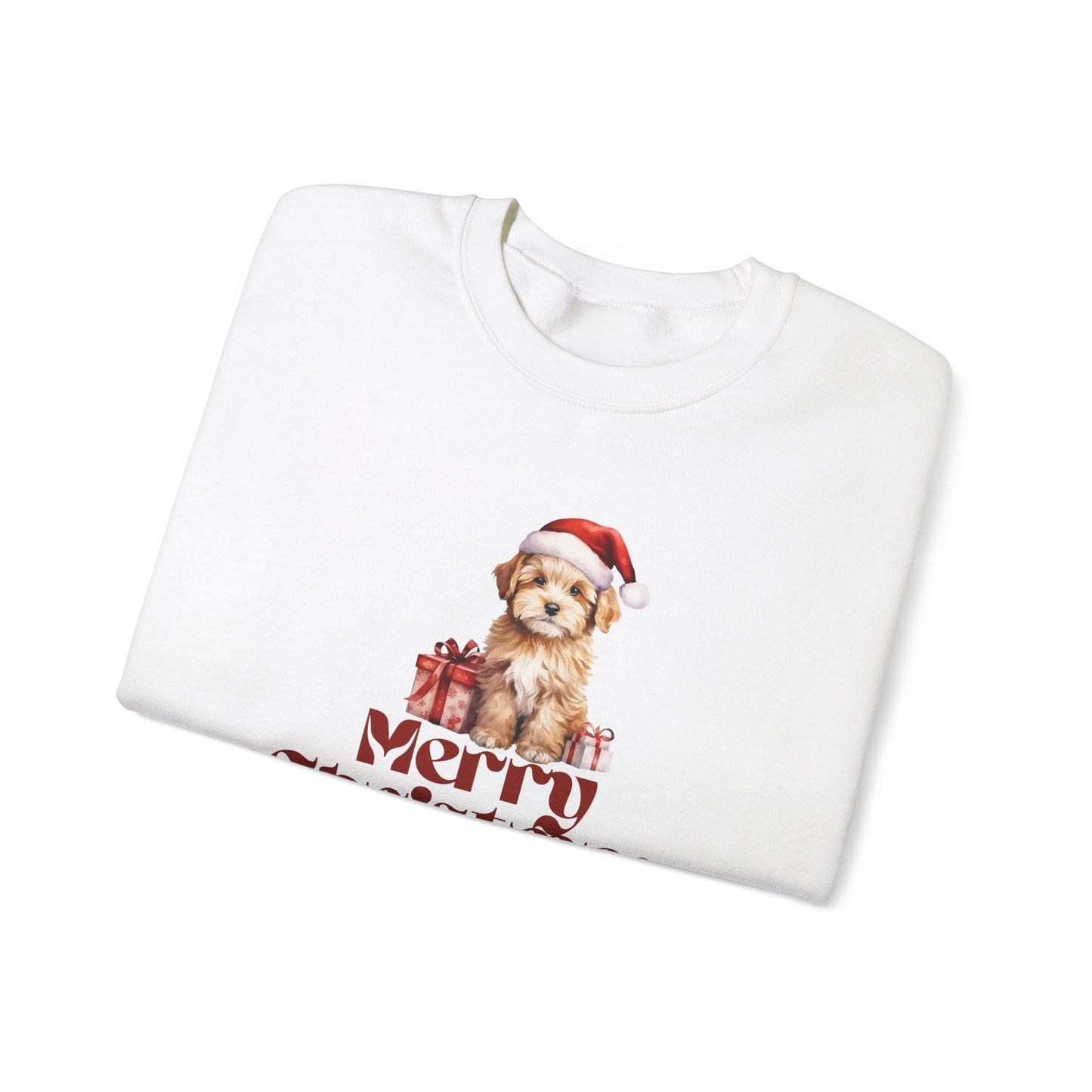 Unisex Heavy Blend Crewneck Sweatshirt Merry Christmas and Happy New Year with Puppy 🎅🐾🎁