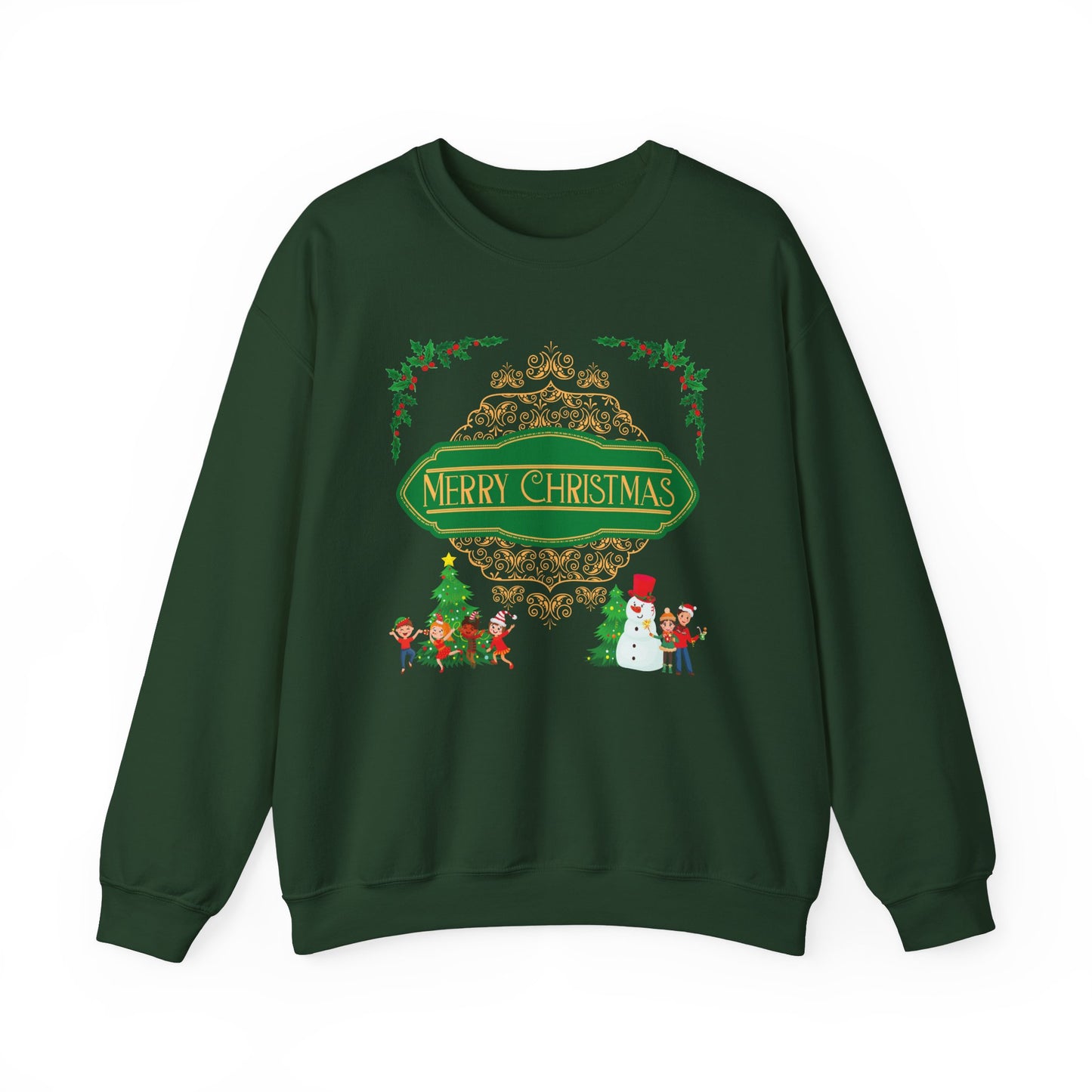 Unisex Heavy Blend Crewneck Sweatshirt Elegant Merry Christmas 🎄☃️✨