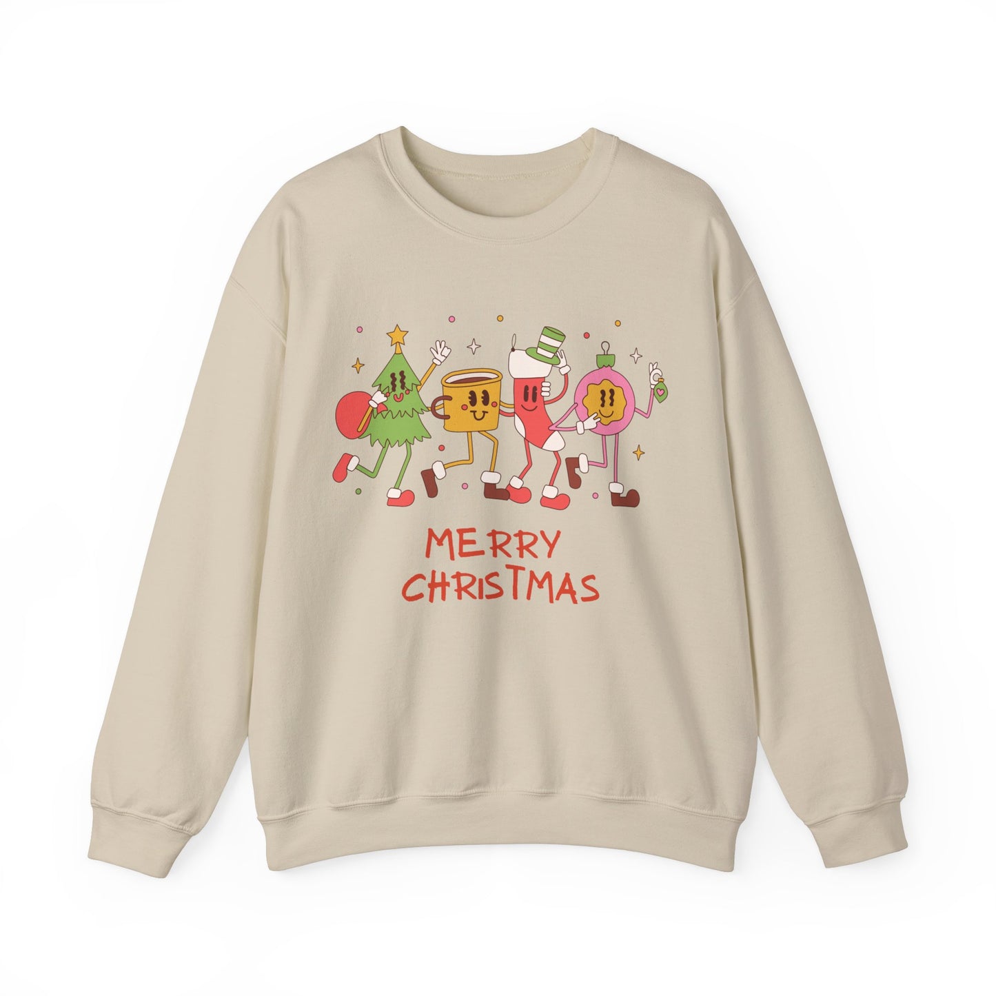 Unisex Heavy Blend Crewneck Sweatshirt Merry Christmas Vintage Style 🎄✨