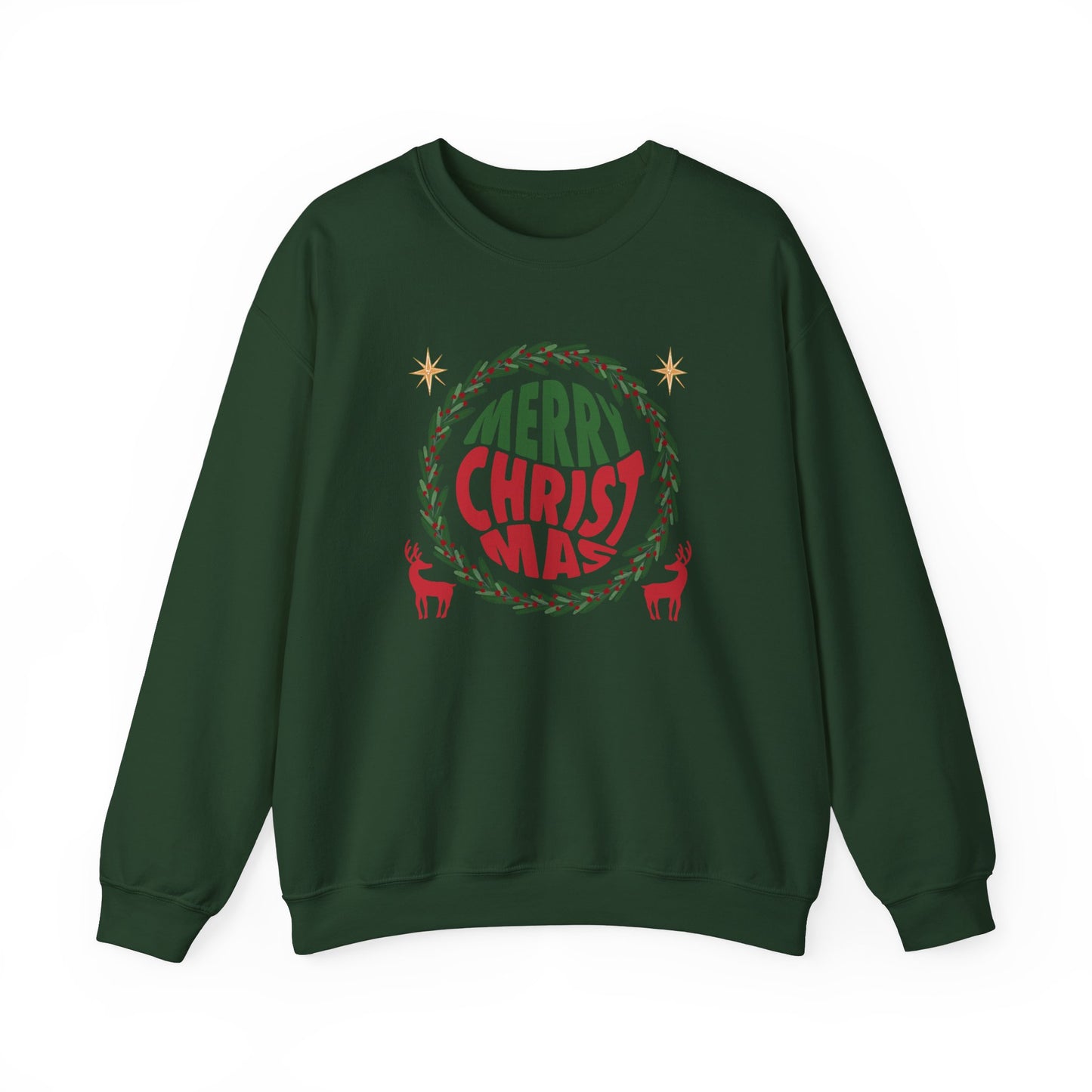 Unisex Heavy Blend Crewneck Sweatshirt Merry Christmas Wreath Design 🎄✨