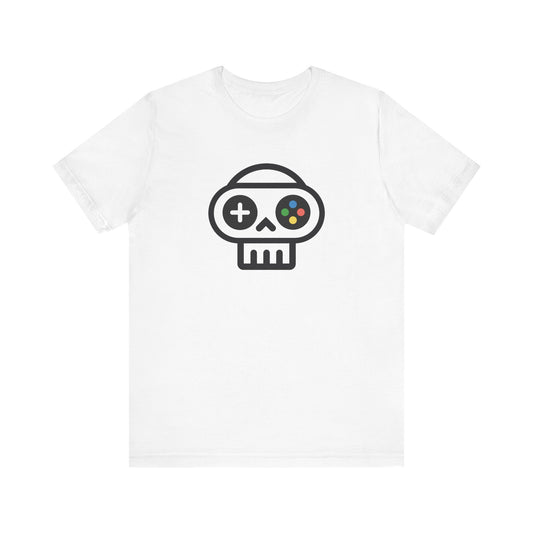 Unisex Jersey Short Sleeve Tee "Game Over" Gaming Console Controller Skull Illustration