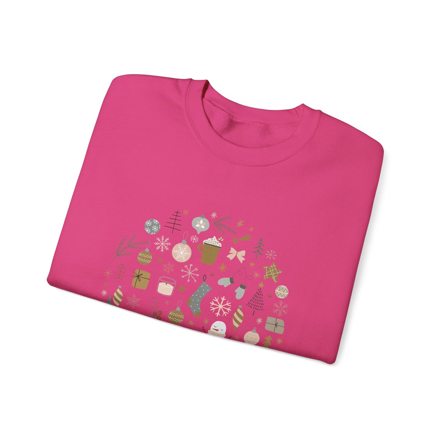 Unisex Heavy Blend Crewneck Sweatshirt Festive Holiday Round Collage 🎄☃️❄️