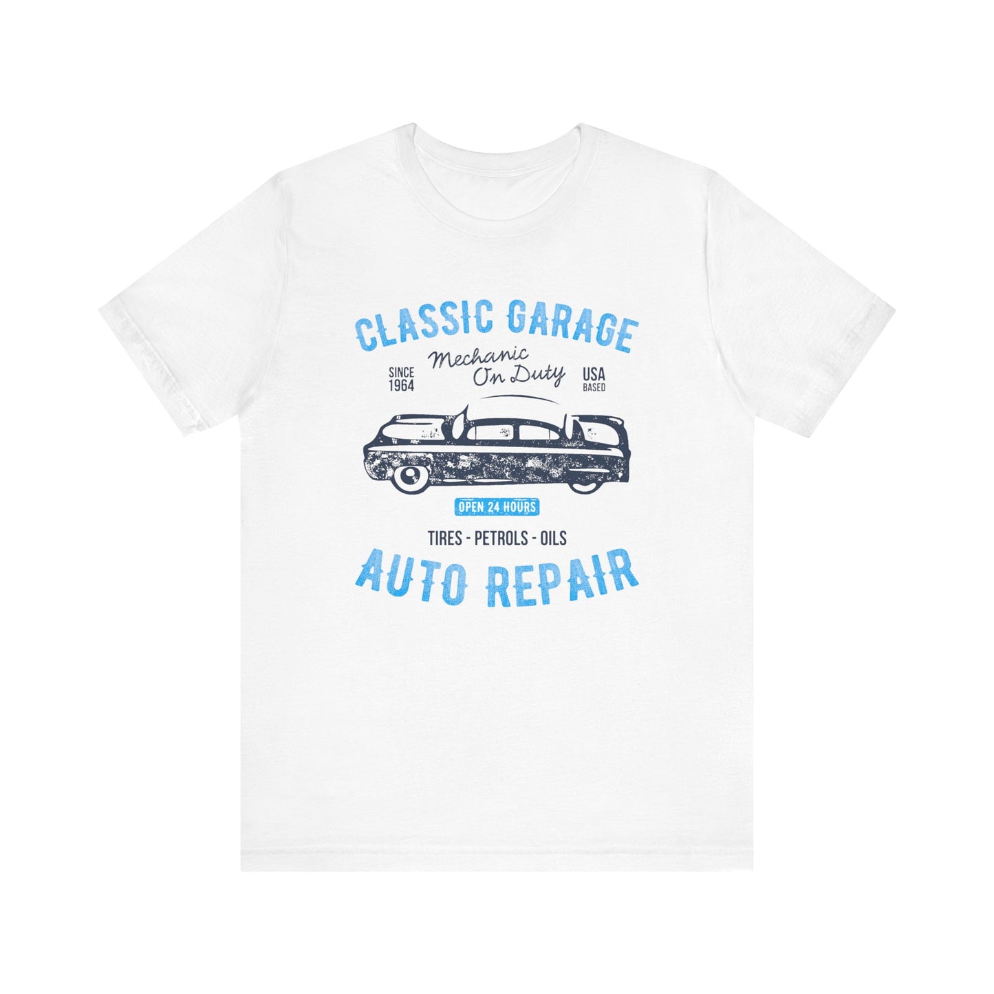 Unisex Jersey Short Sleeve Tee Classic Garage Auto Repair Blue Print