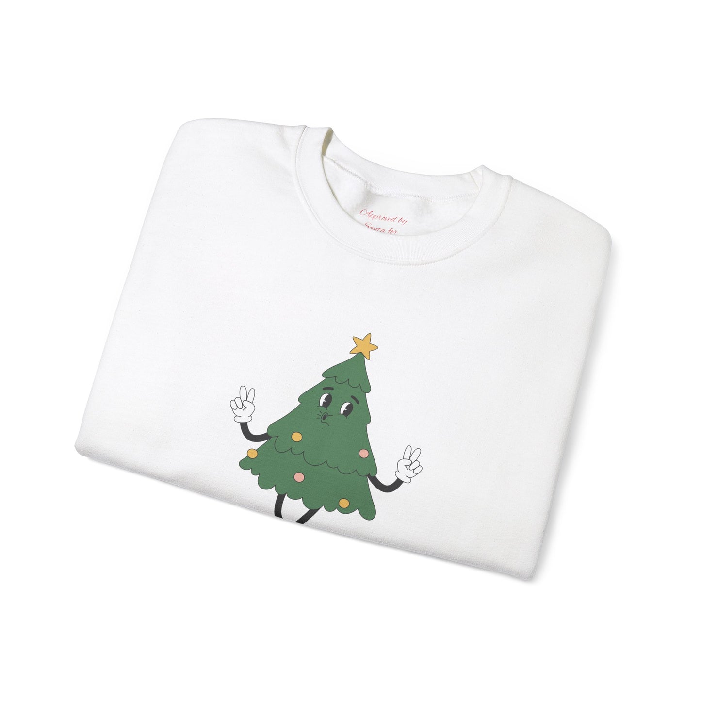 Unisex Heavy Blend Crewneck Sweatshirt Jingle Bells with Cartoon Christmas Tree 🎄✌️🎶