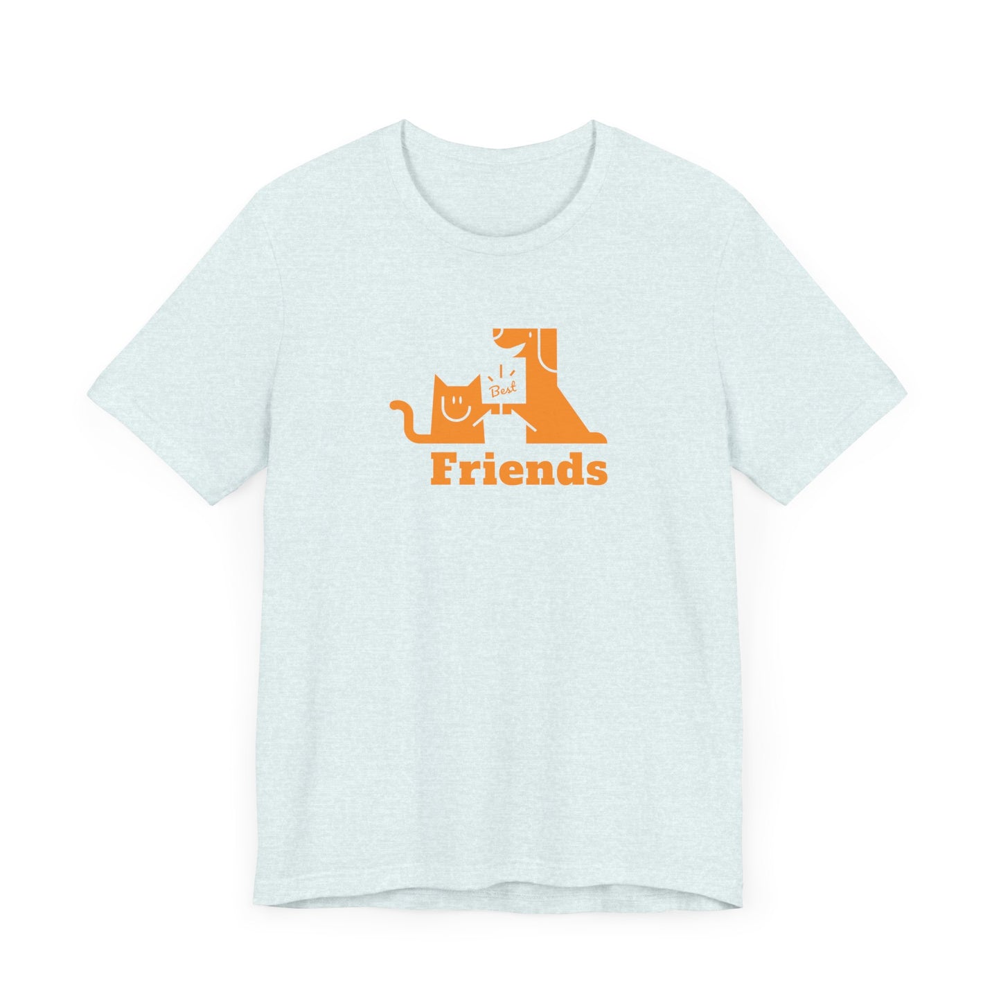 Unisex Jersey Short Sleeve Tee Cat & Dog Hi-5 Each Other Best Friends Orange Print