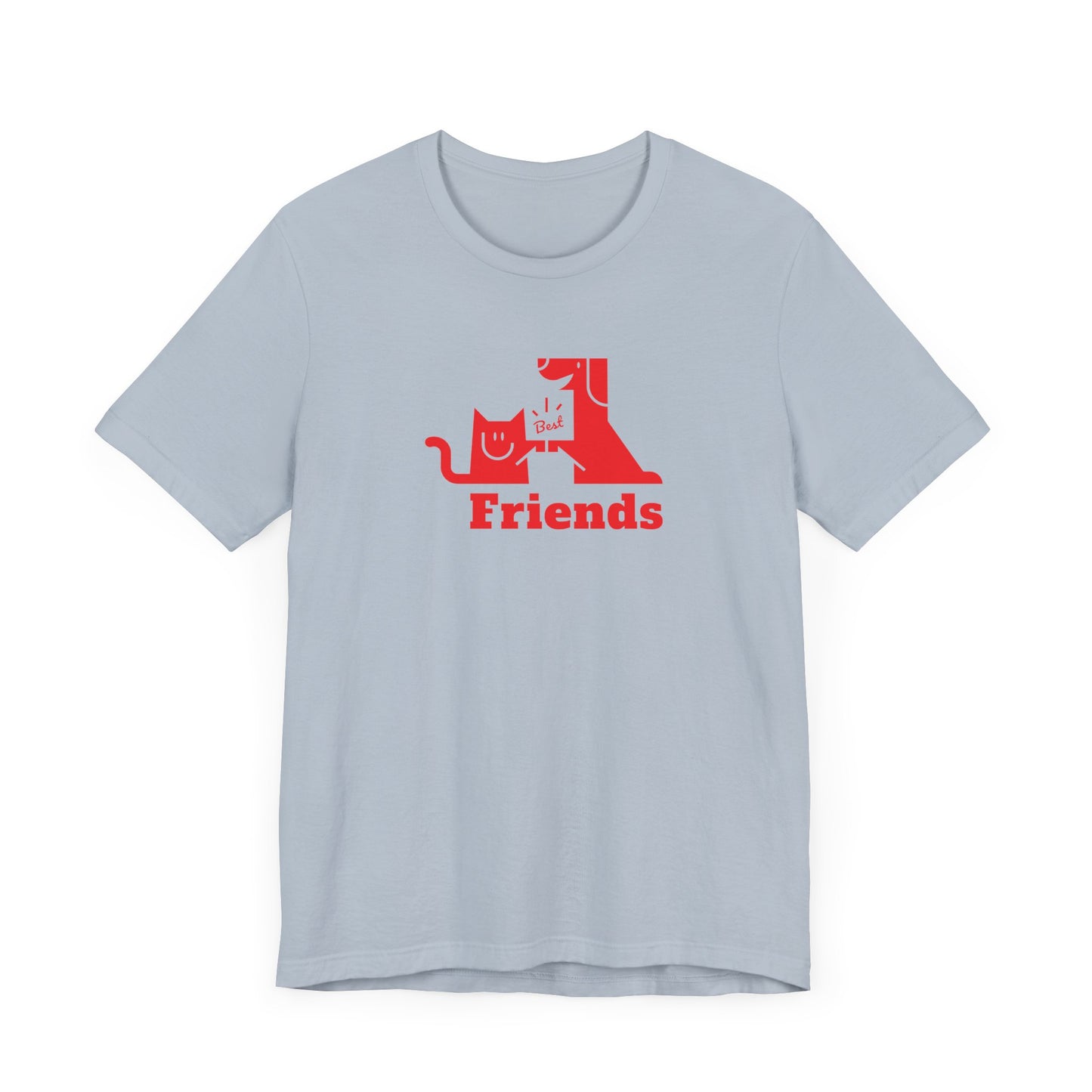 Cat & Dog Hi-5 Each Other Best Friends Red Print Unisex Jersey Short Sleeve Tee