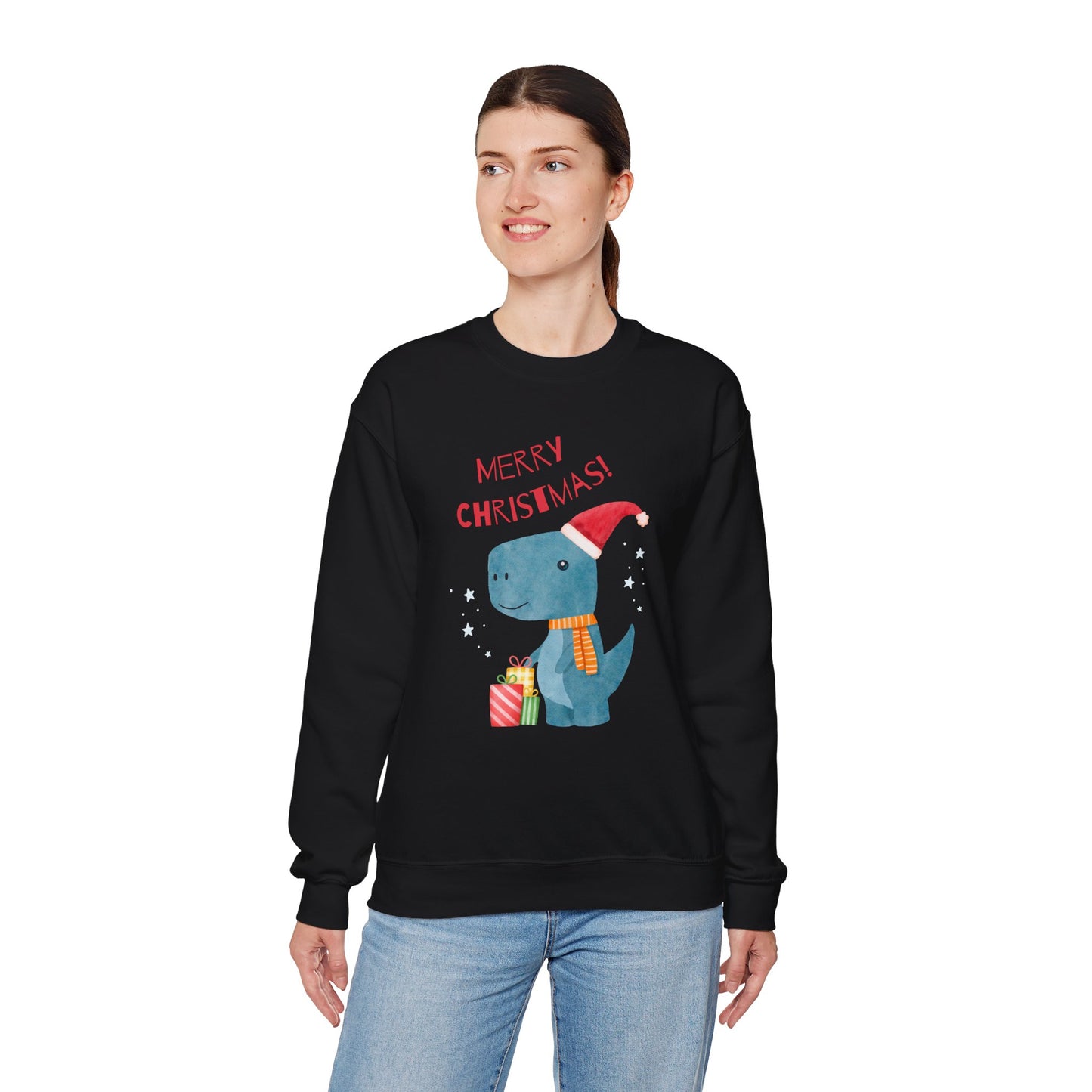 Merry Christmas Dino 🎄🦖🎁 Unisex Heavy Blend Crewneck Sweatshirt